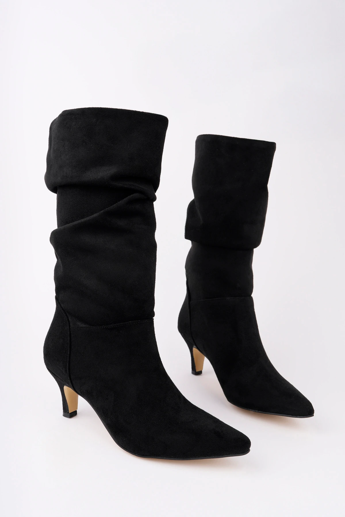 BLN-552 Körüklü Kısa Çizme - SİYAH SÜET