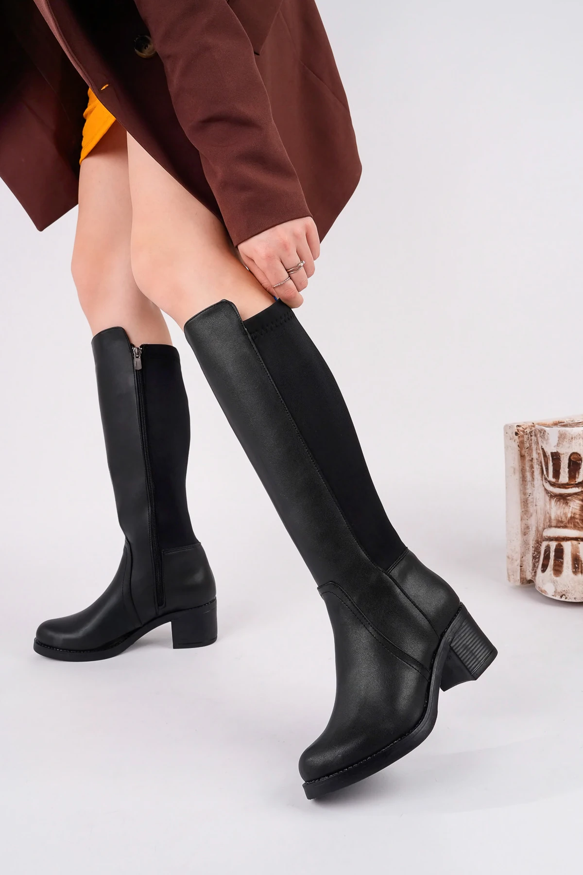 BLN-701 Termo Taban Topuklu Çizme - SİYAH