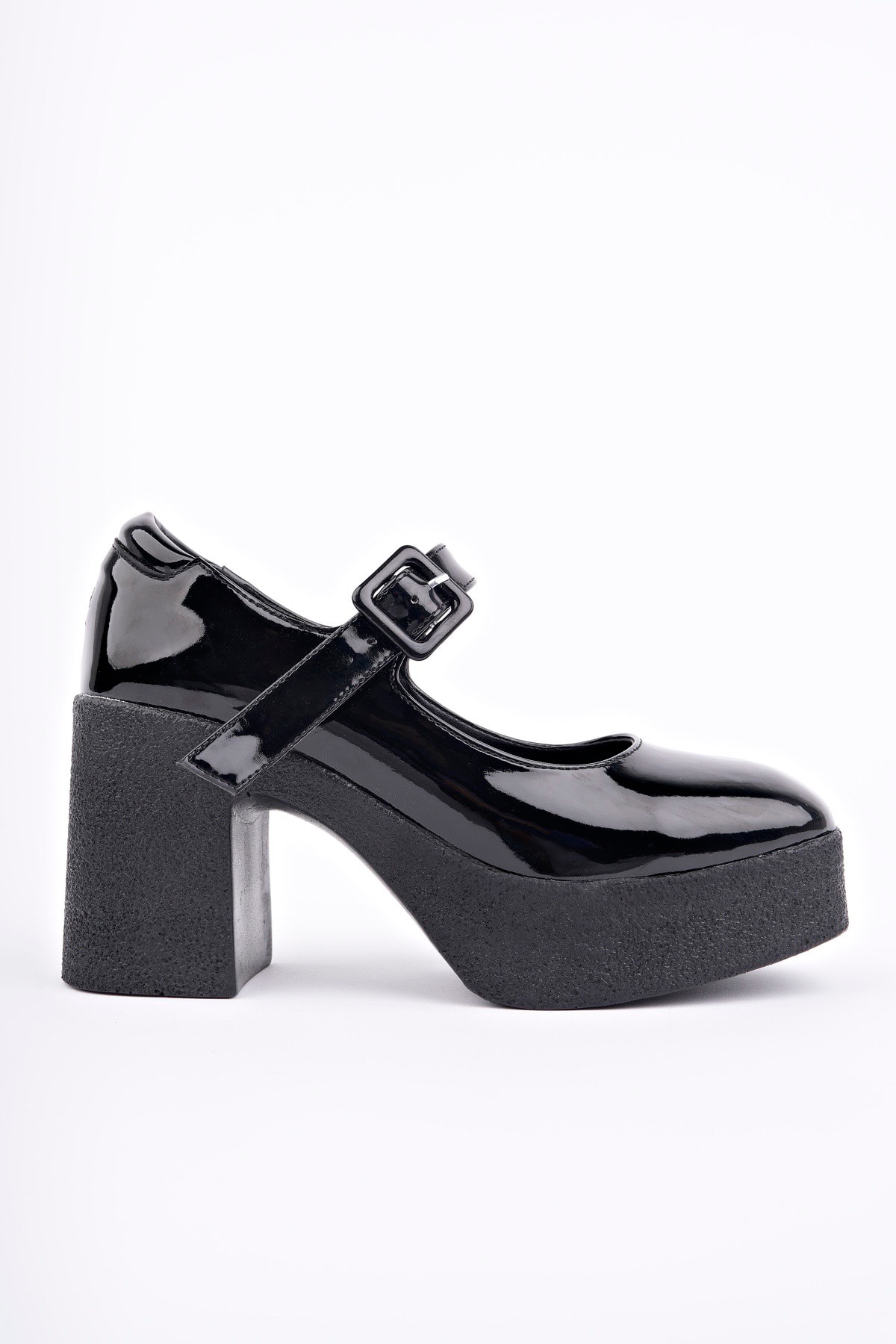 SMR-3262 Kalın Topuklu Loafer - SİYAH RUGAN