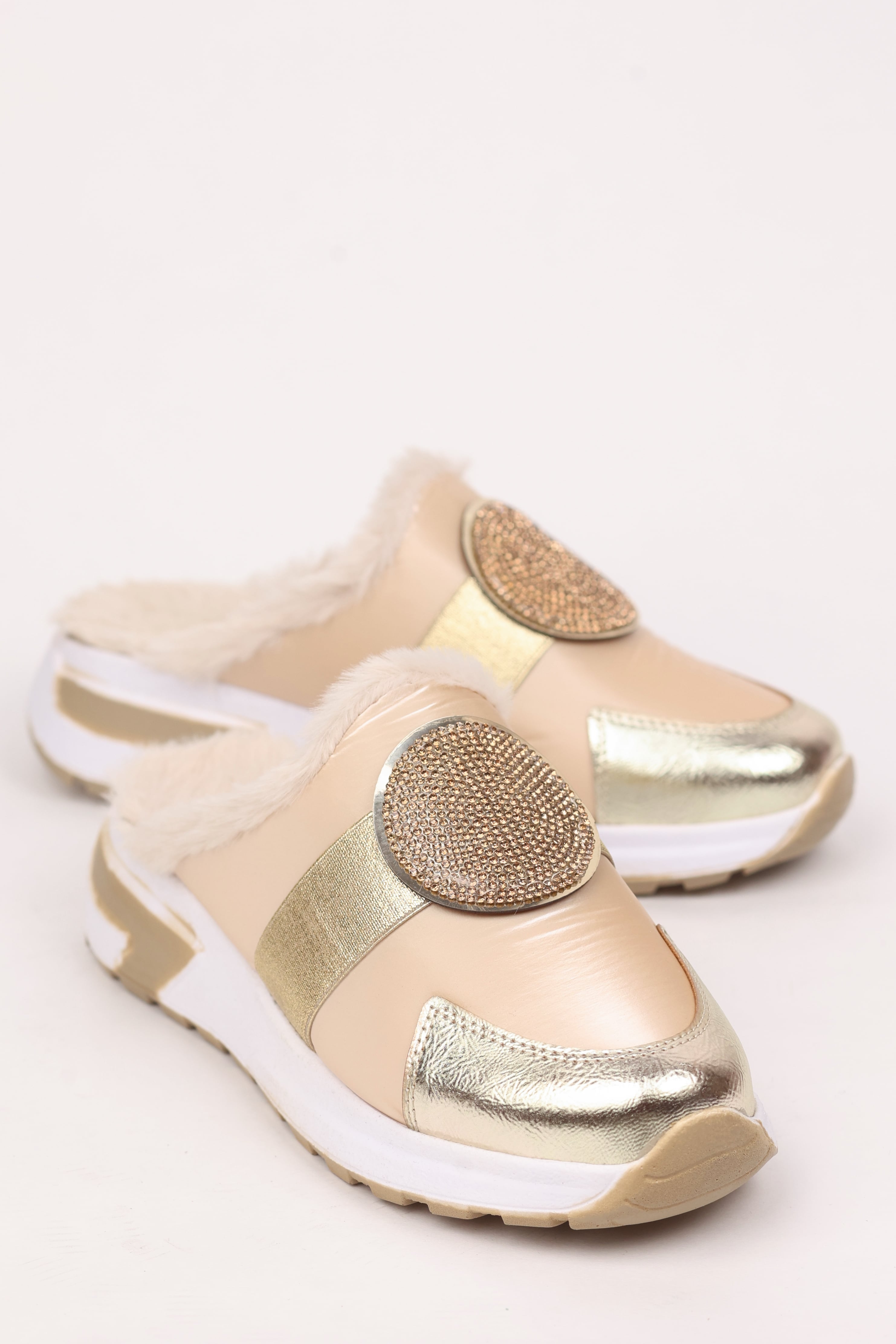 LJN-085 Taş Detaylı Günlük Terlik - GOLD