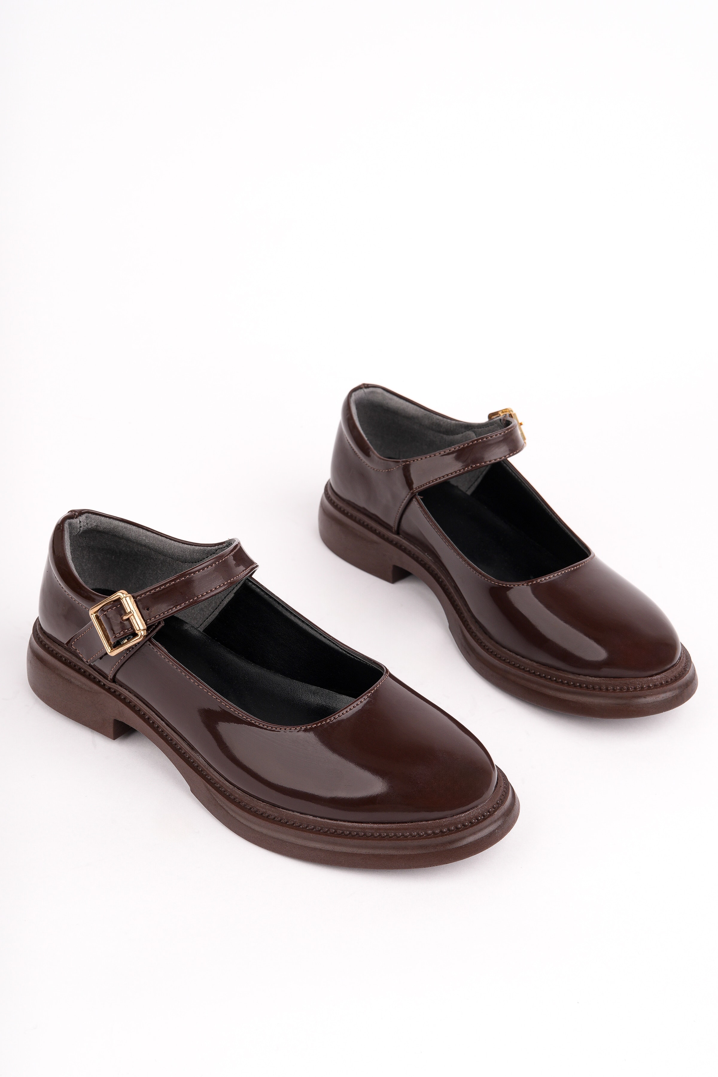 MHD-466 Kemerli Düz Taban Loafer - KAHVE RUGAN