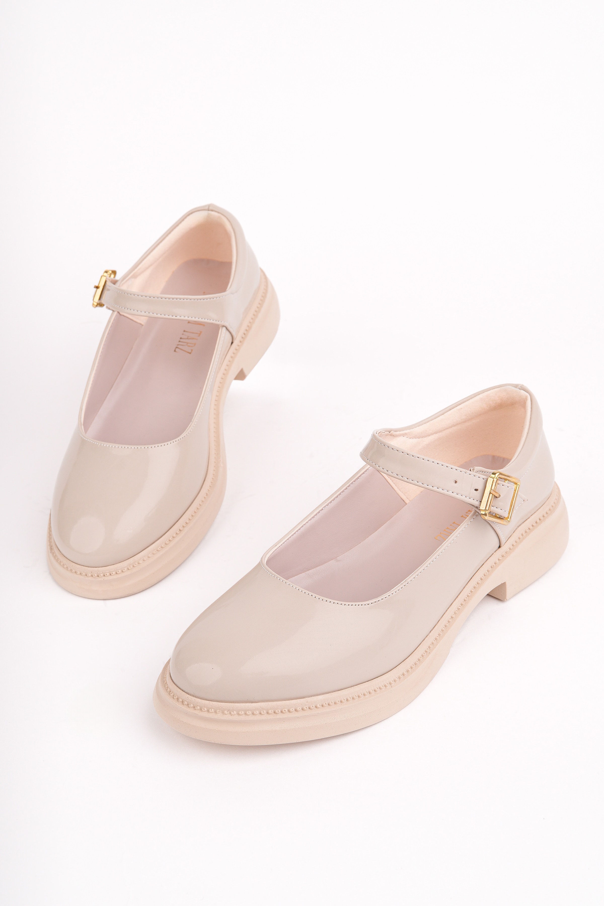 MHD-466 Kemerli Düz Taban Loafer - BEJ RUGAN