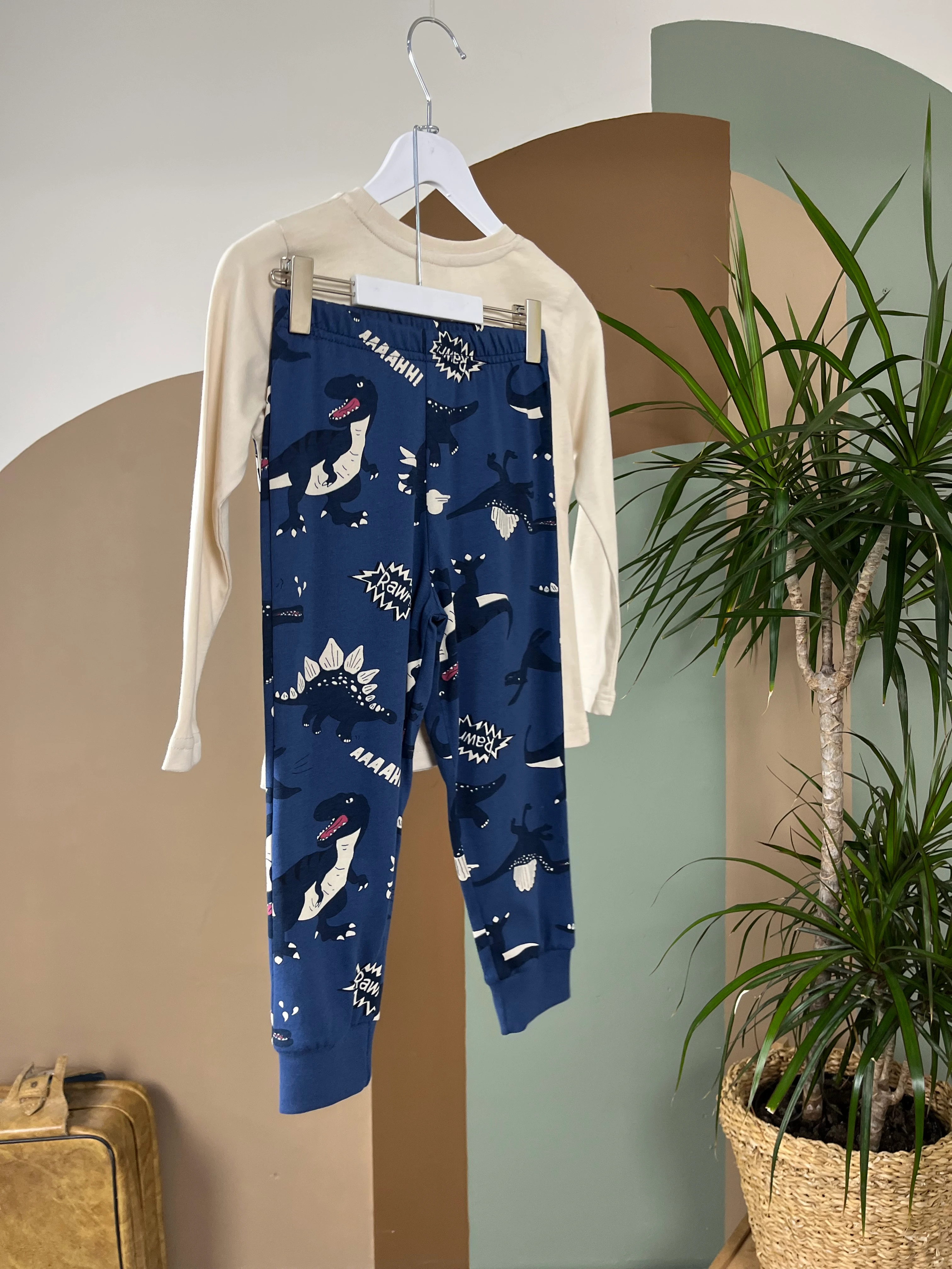 ROLYPOLY bej dinazor baskı pijama