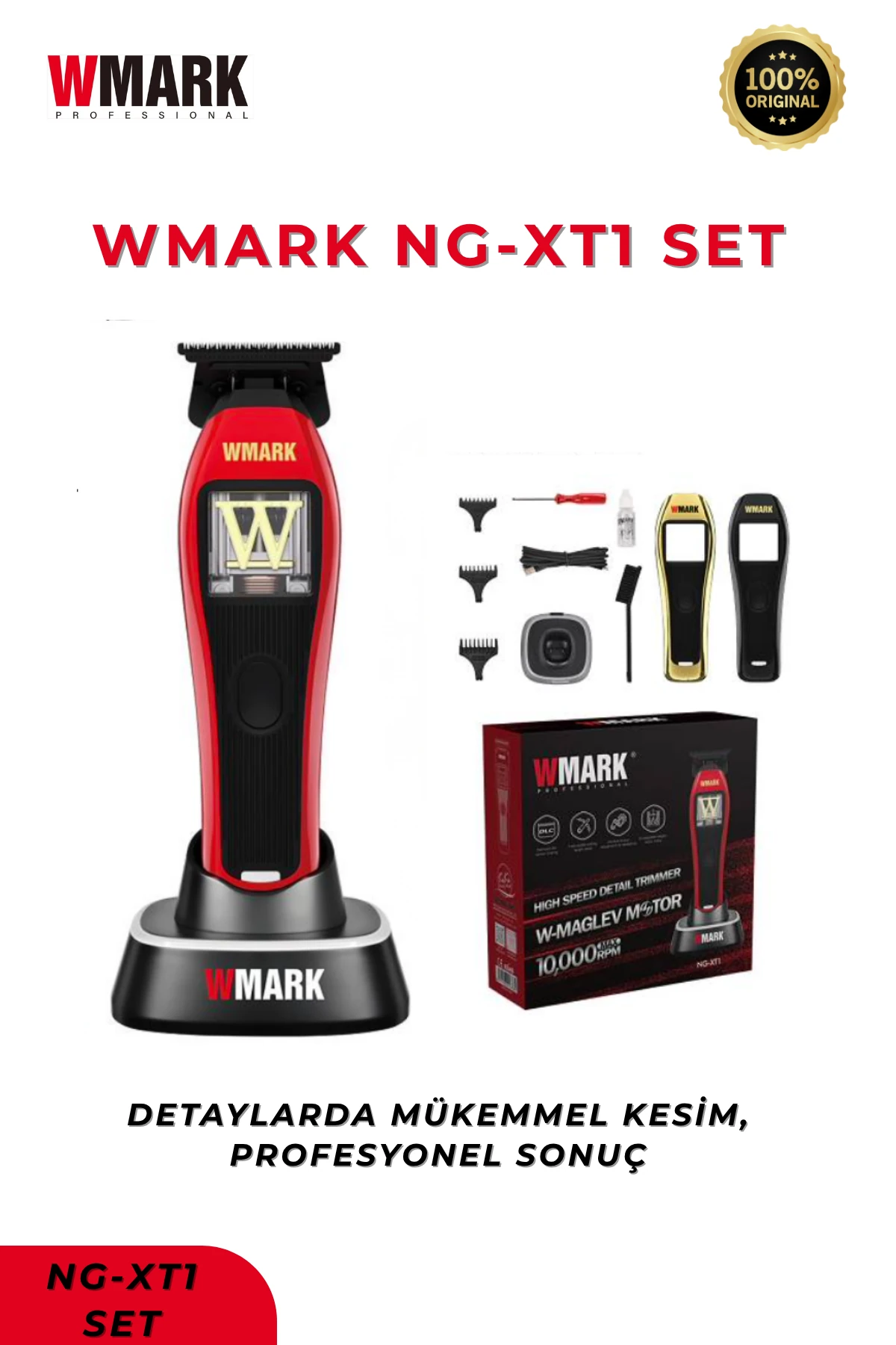 WMARK NG-XT1 Vector Motor Detail Trimmer | DLC Blade, 10.000 RPM Profesyonel Kontur & Hat Kesme Makinesi