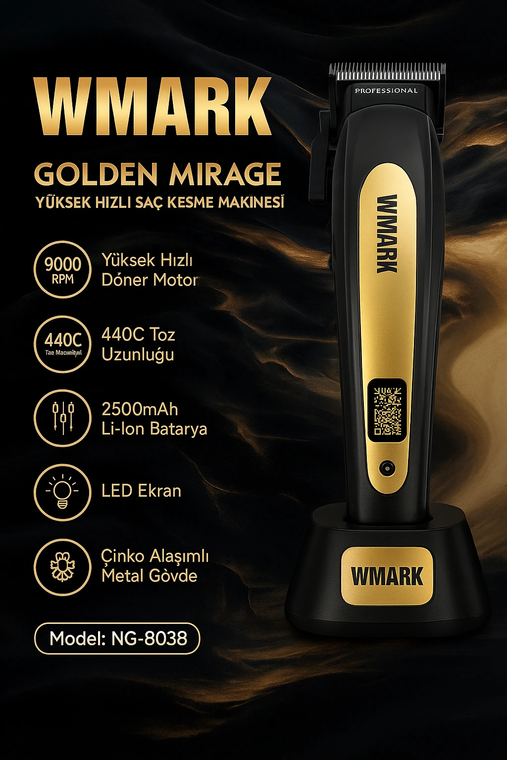WMARK NG-8038 High Speed Pro Clipper | 5 Kademe Ayarlanabilir Uzunluk
