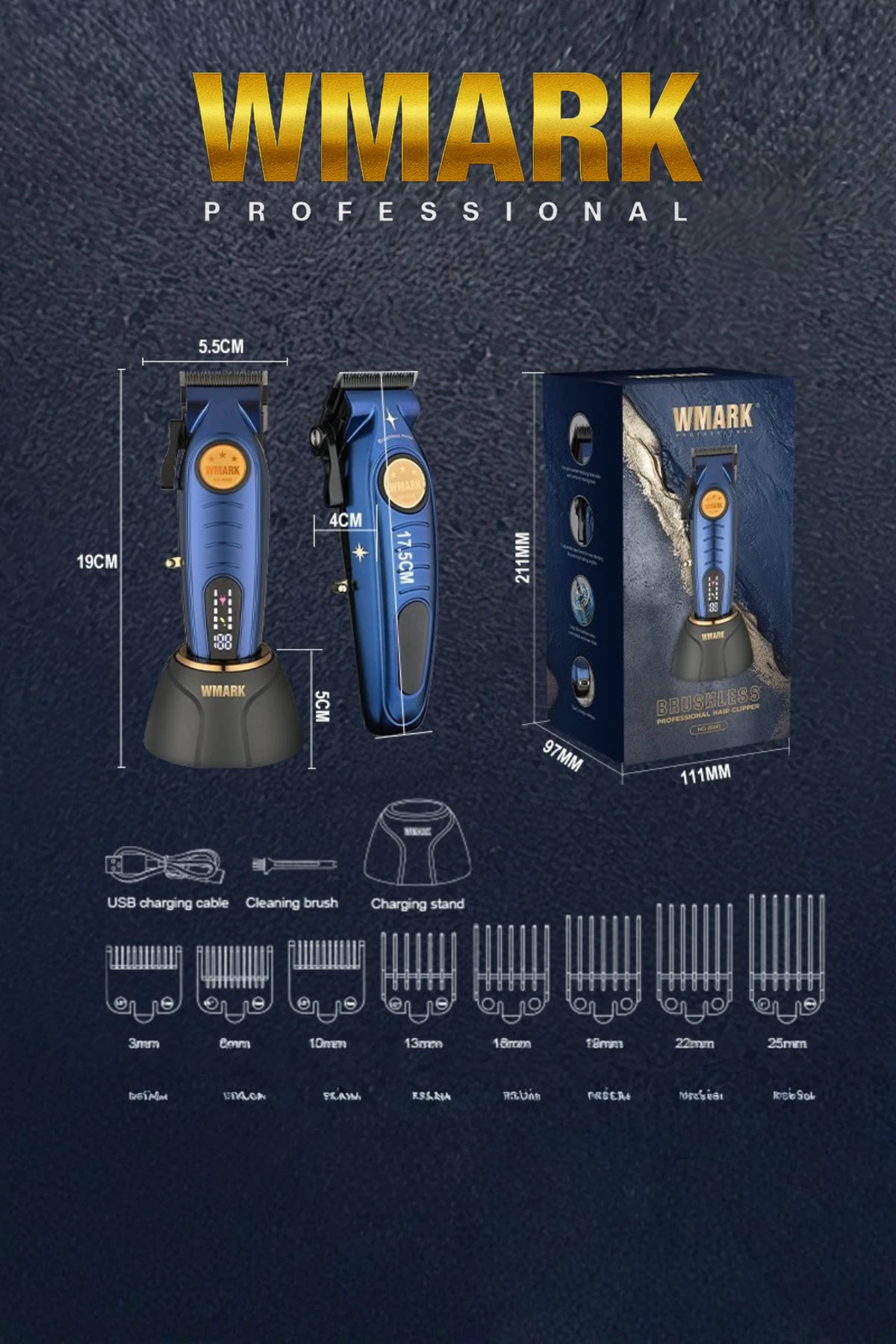 WMARK NG-8060 Şarjlı Hair Clipper |5 Kademe Ayarlanabilir Kesim Uzunluğu