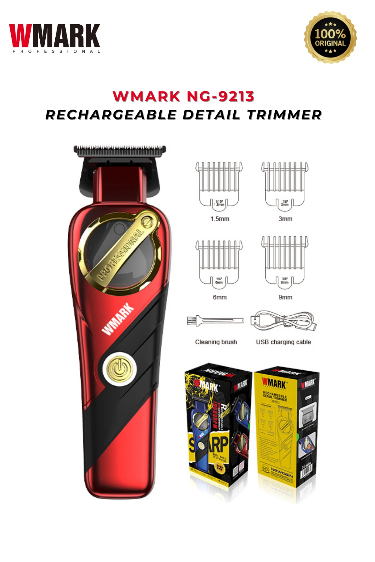 WMARK NG-9213 Kırmızı Profesyonel Şarjlı Detay Makinesi | 60 dk Kesintisiz Kullanım 