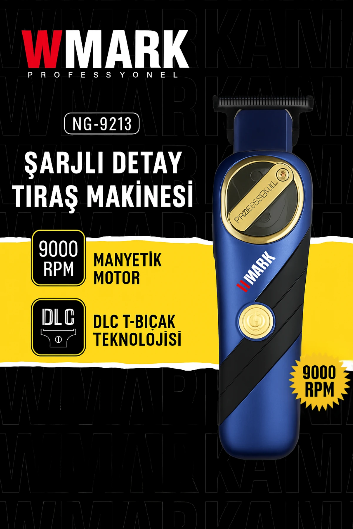 WMARK NG-9213 Mavi Profesyonel Şarjlı Detay Makinesi |60 dk Kesintisiz Kullanım 