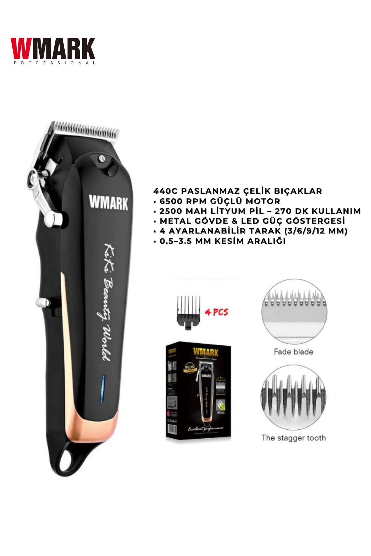 WMARK NG-103PLUS Şarjlı Saç Kesme Makinesi |Yüksek Performans, Uzun Ömürlü Bıçak