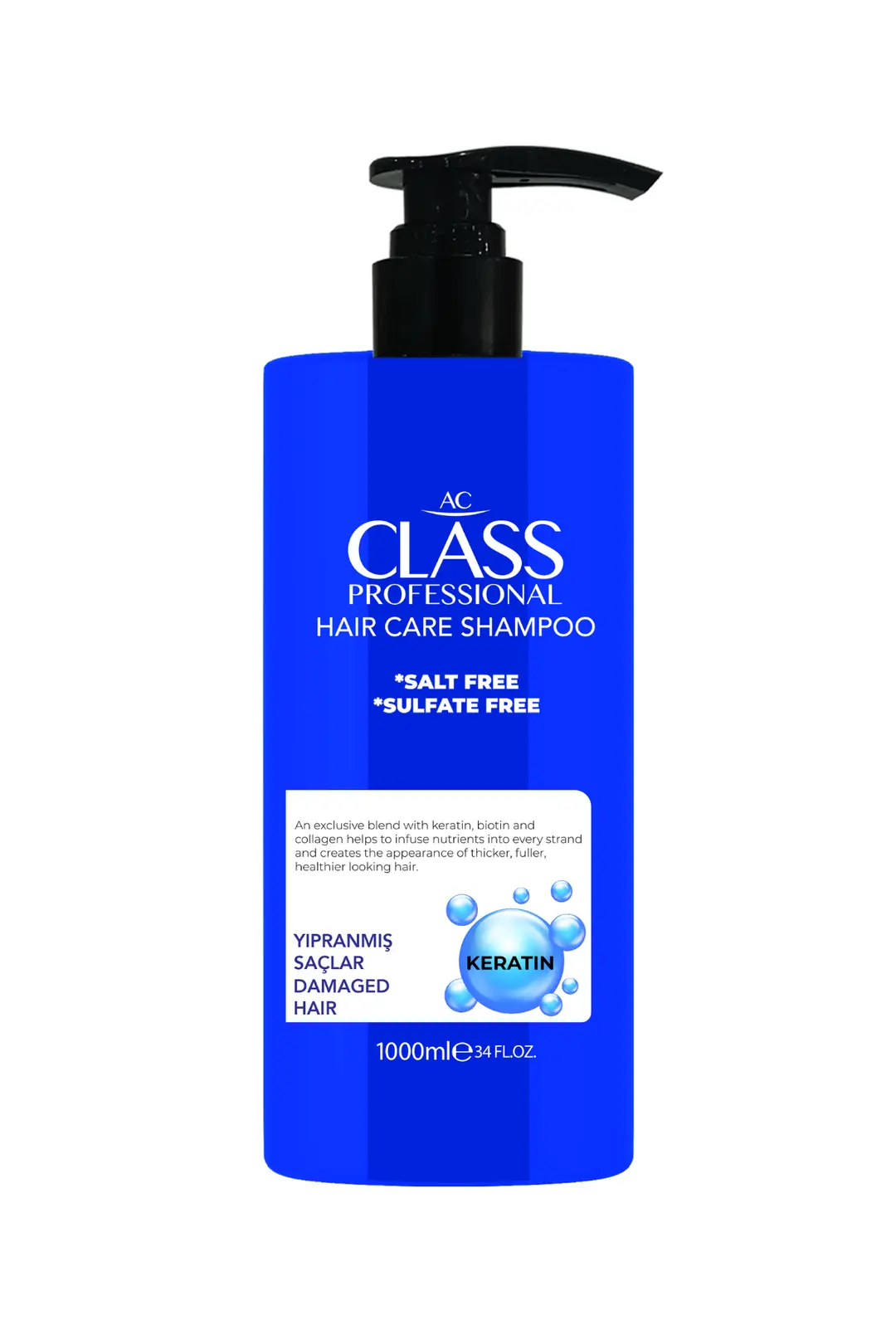 AC Class Keratin Şampuan 1000 ML | Yıpranmış Saçlar için Yoğun Bakım