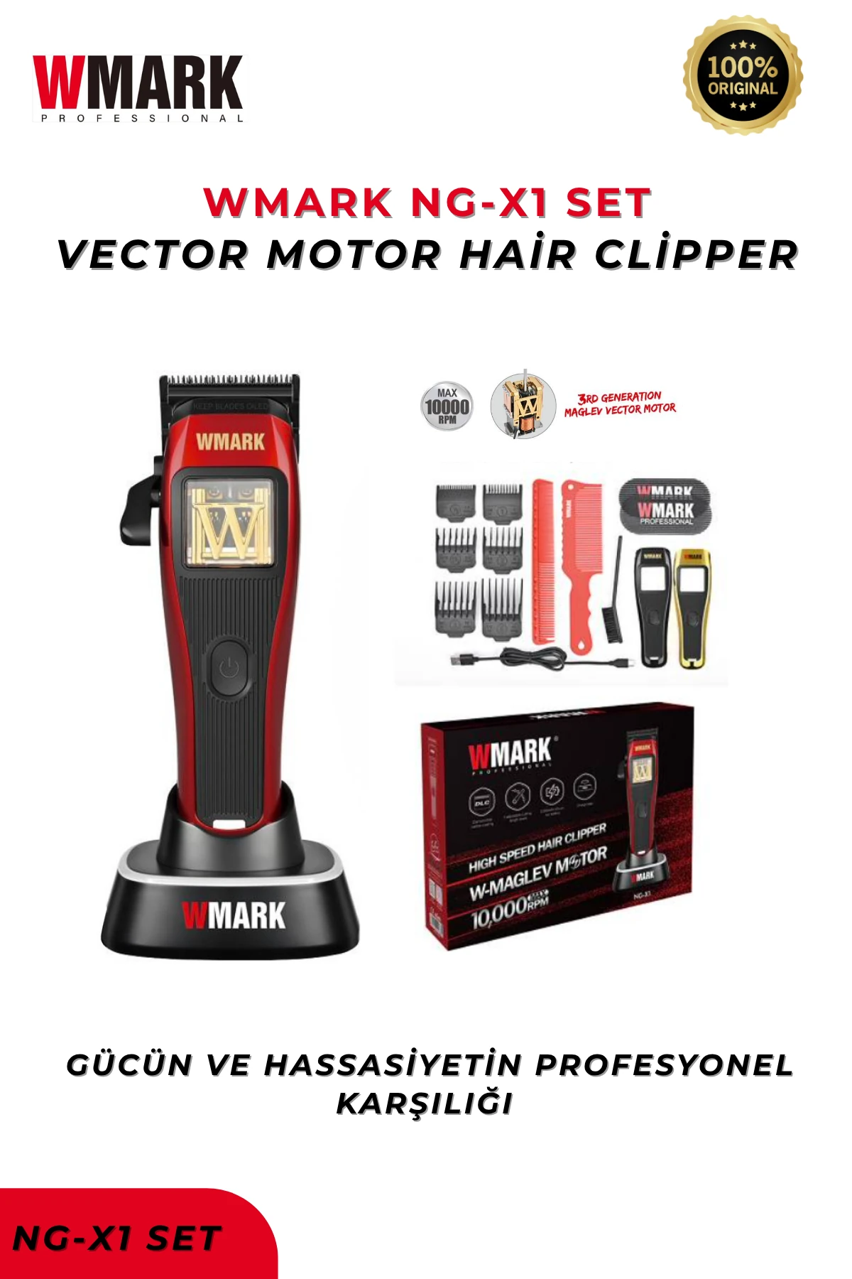 WMARK NG-X1 Profesyonel Şarjlı Saç Kesme Makinesi – Vector Motor
