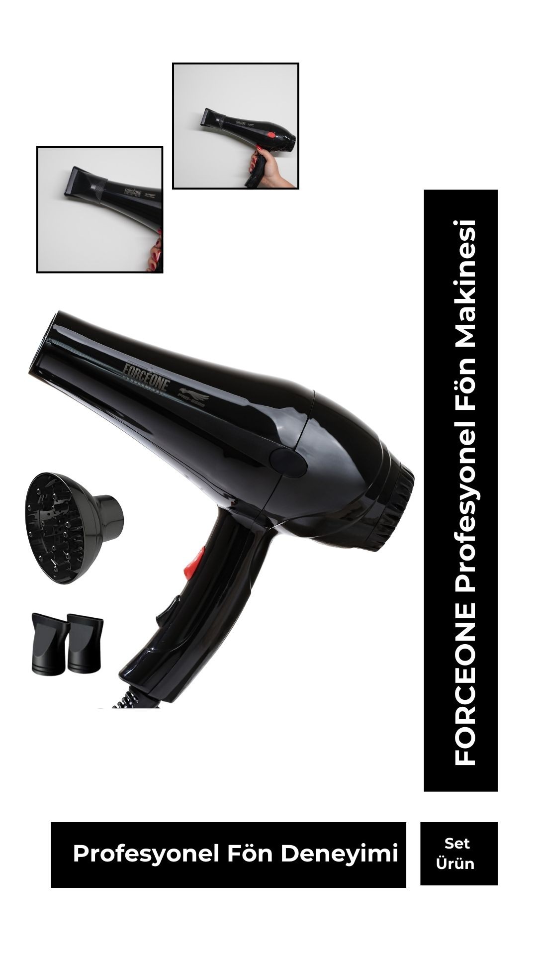 ForceOne Pro 5500 Turbo Profesyonel Fön Makinesi 2400 Watt + Vigo Başlık