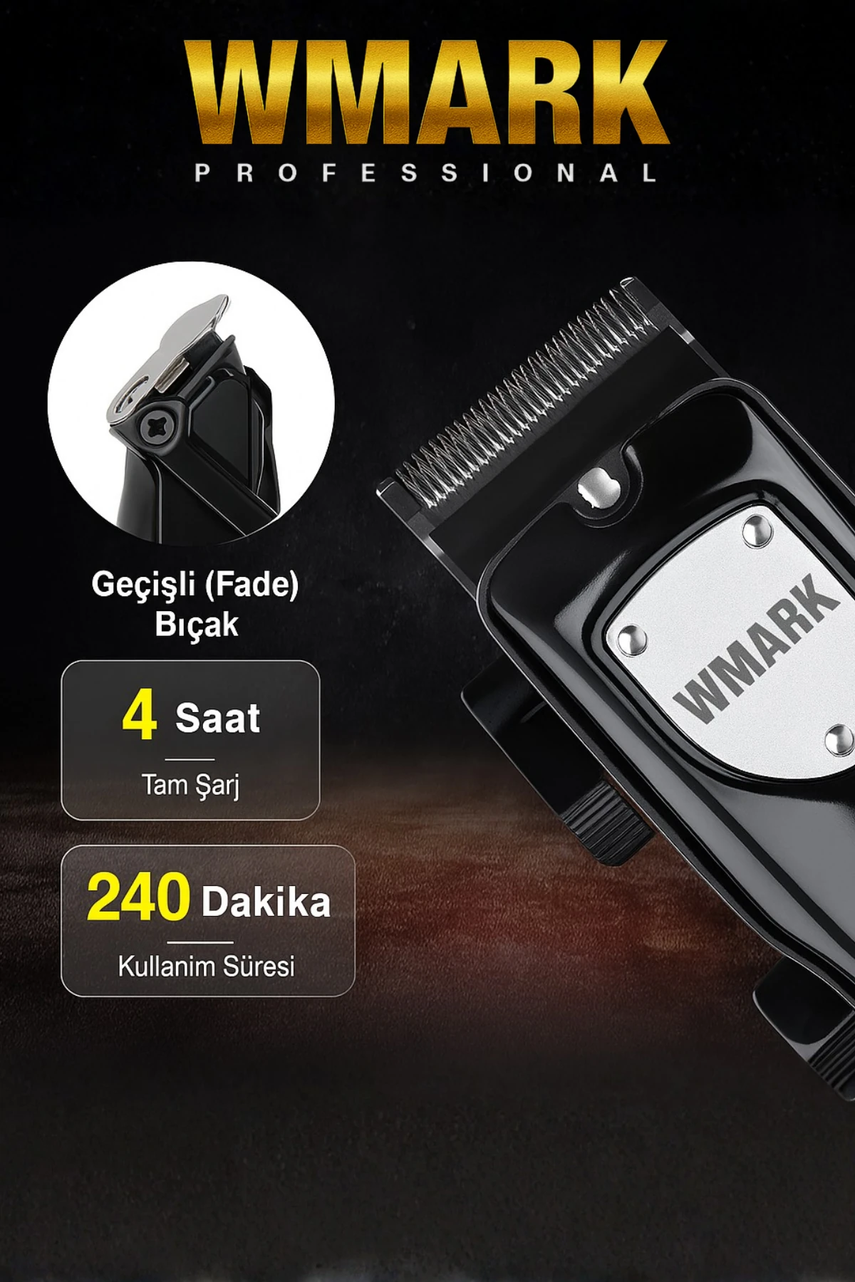 WMARK NG-2042 Şarjlı Saç Kesme Makinesi | 240 dk Kullanım Süresi