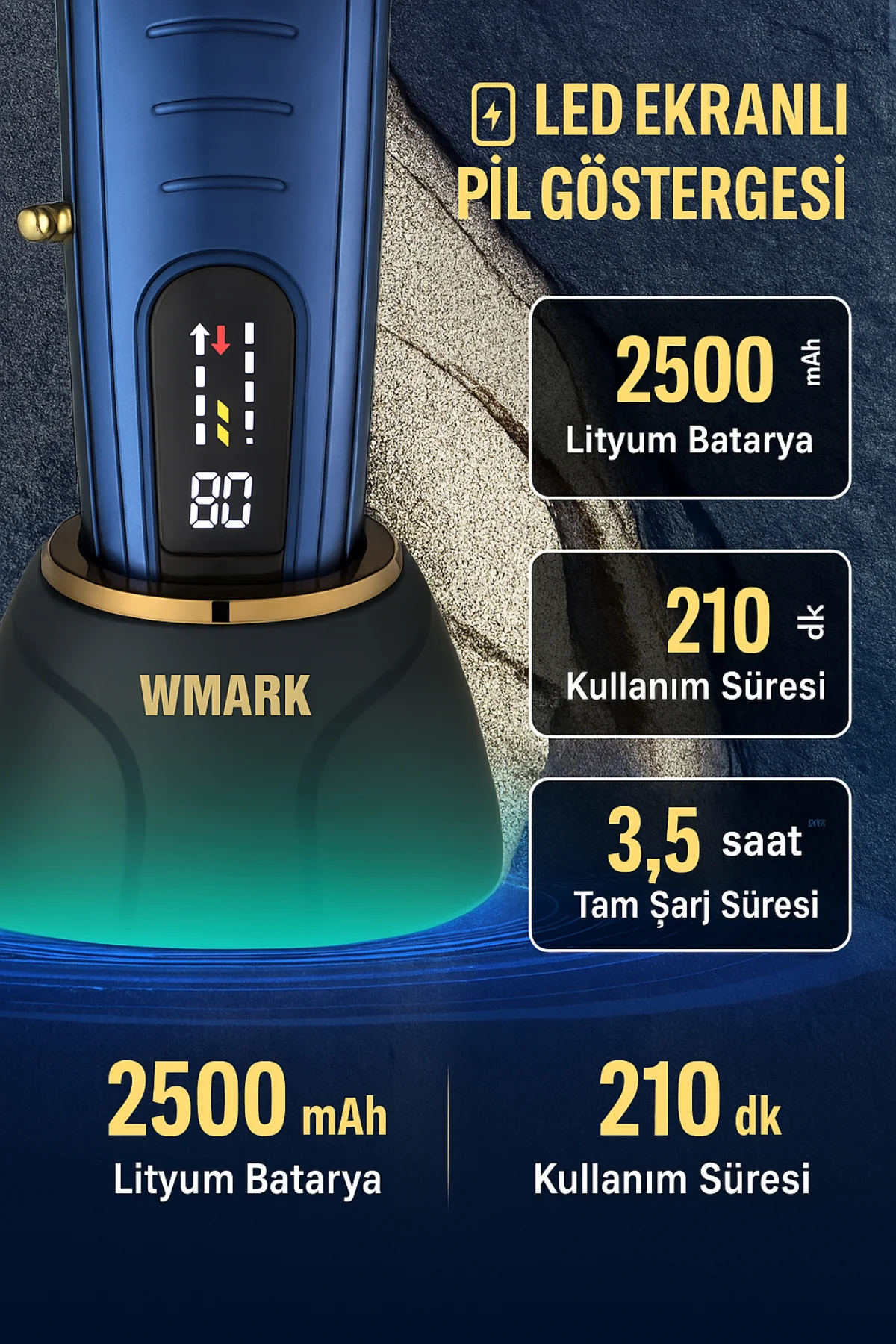 WMARK NG-8060 Şarjlı Hair Clipper |5 Kademe Ayarlanabilir Kesim Uzunluğu