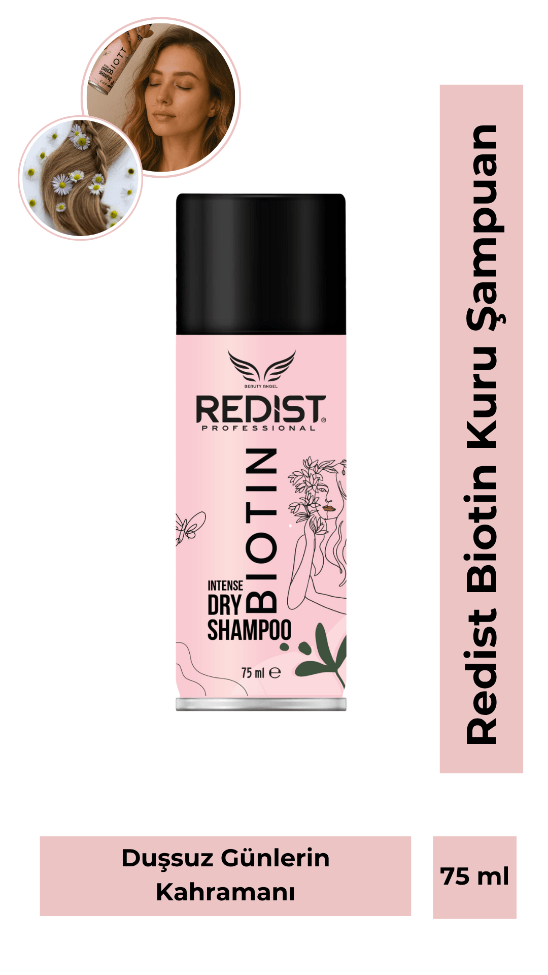 Redist Biotin Kuru Şampuan 75 ml | Temiz ve Hacimli Saçlar, Her An Hazır! 