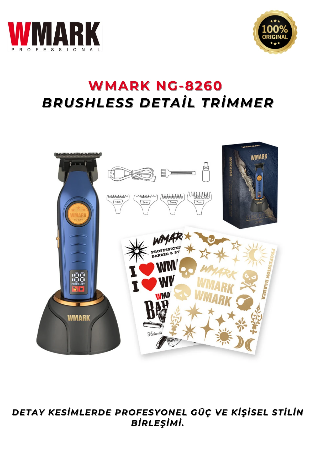 WMARK NG-8260 Kuaför Tipi Detay Kesme Makinesi | Kişiselleştirilebilir Sticker Setli