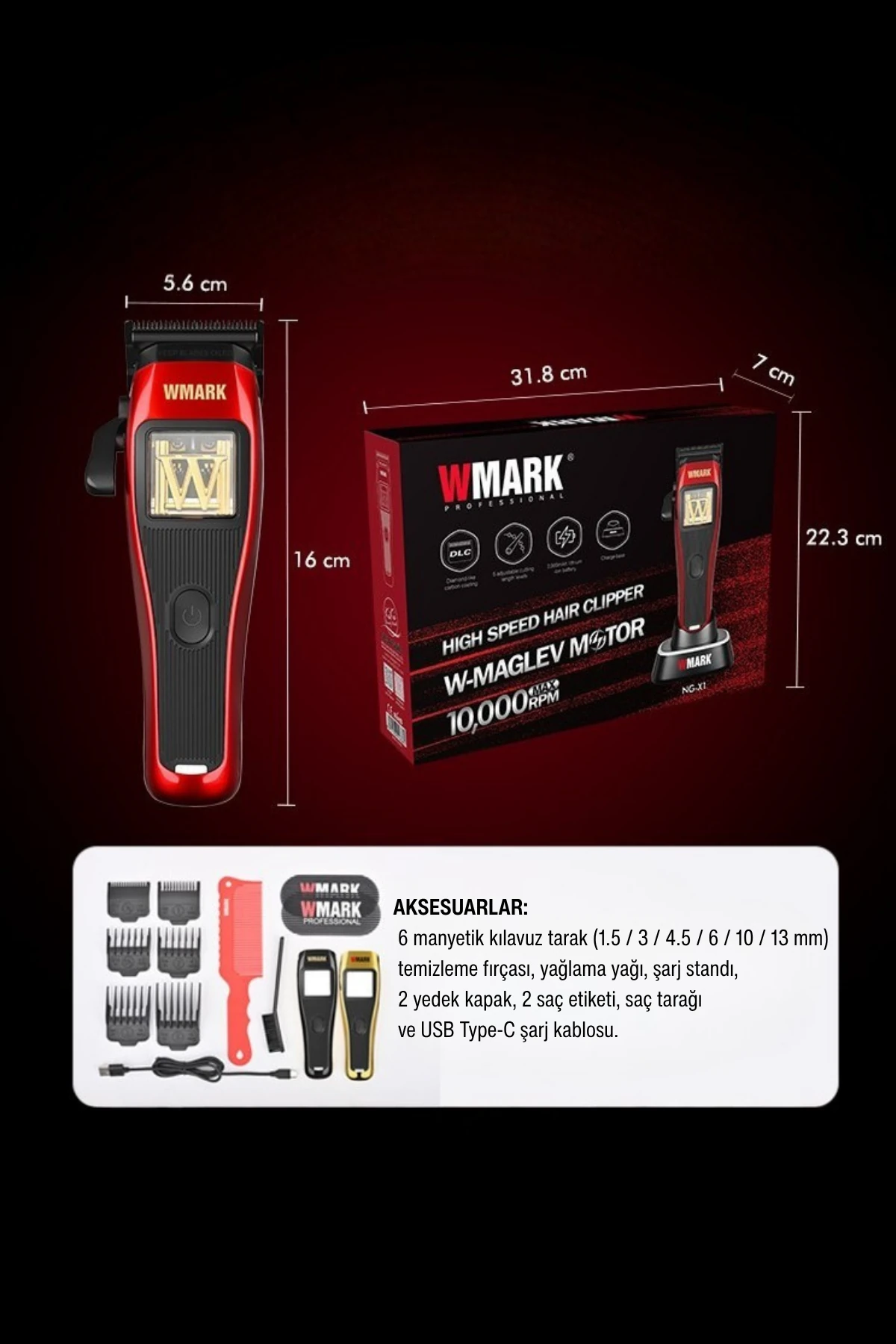 WMARK NG-X1 Profesyonel Şarjlı Saç Kesme Makinesi – Vector Motor