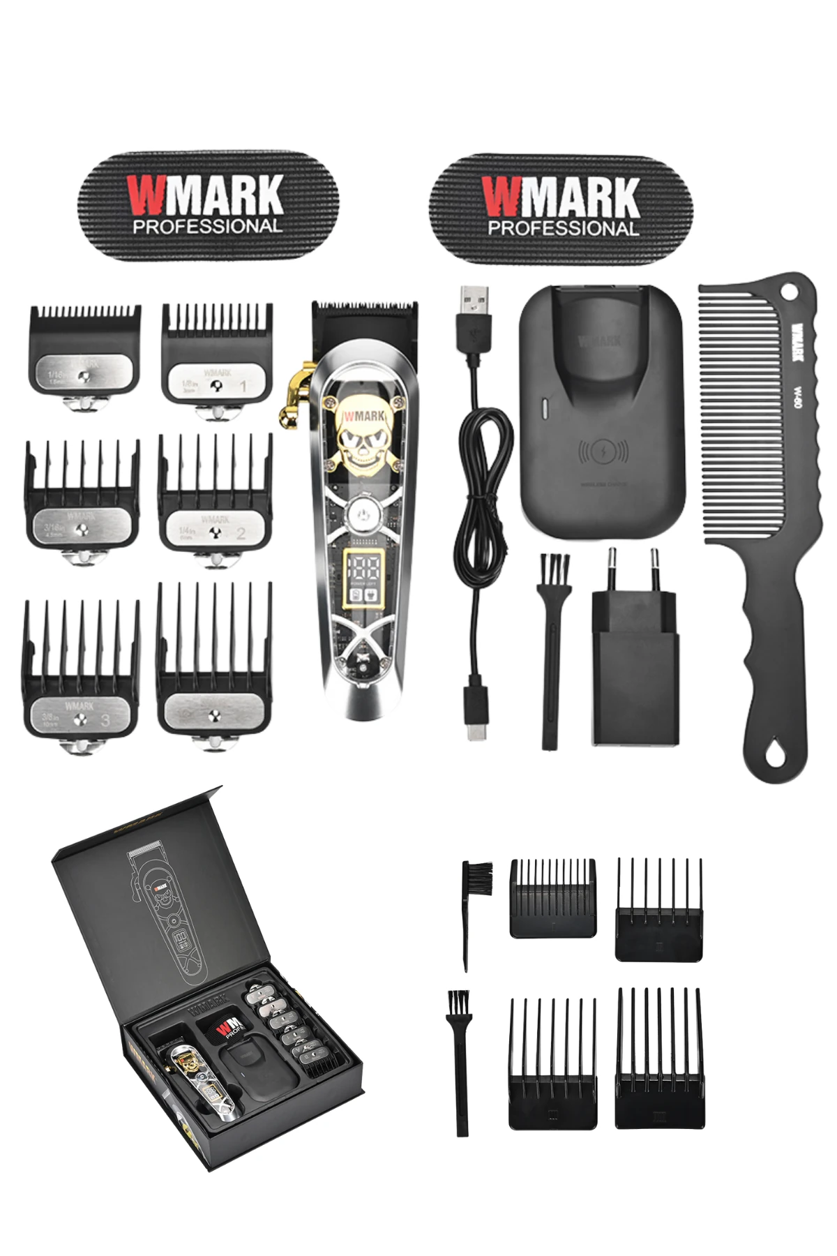 WMARK NG-130 Gri Şarjlı Saç Kesme Makinesi | Kablosuz Manyetik Şarj