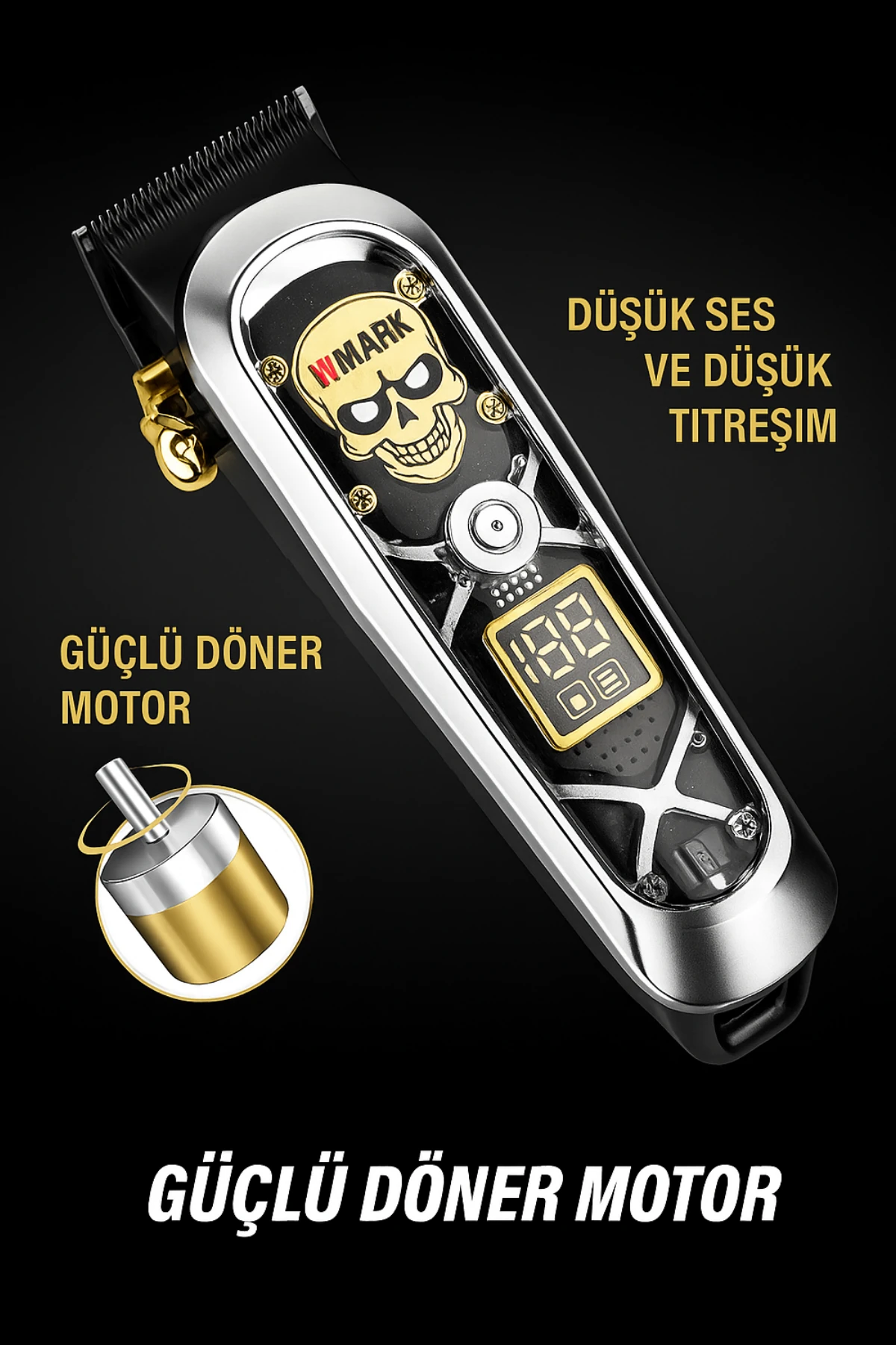 WMARK NG-130 Gri Şarjlı Saç Kesme Makinesi | Kablosuz Manyetik Şarj