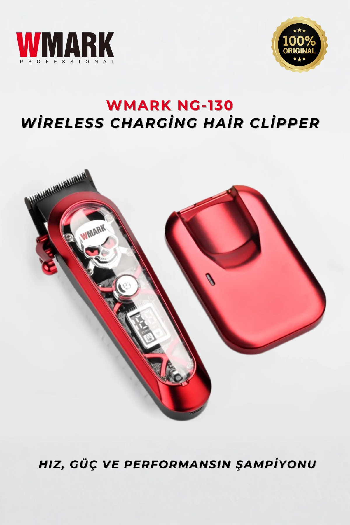WMARK NG-130 Kırmızı Kablosuz Şarjlı Saç Kesme Makinesi | 240 dk Kullanım