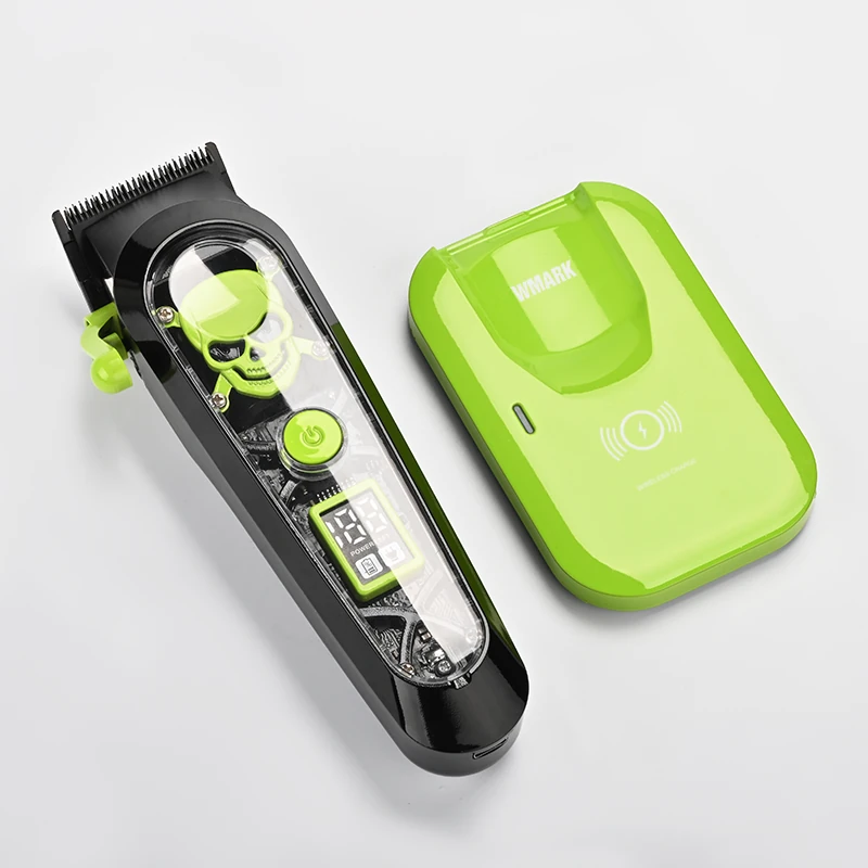 WMARK NG-130 Siyah Yeşil Şarjlı Saç Kesme Makinesi | Manyetik Kablosuz Şarj İstasyonu