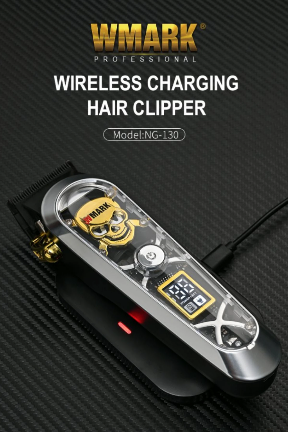 WMARK NG-130 Gri Şarjlı Saç Kesme Makinesi | Kablosuz Manyetik Şarj