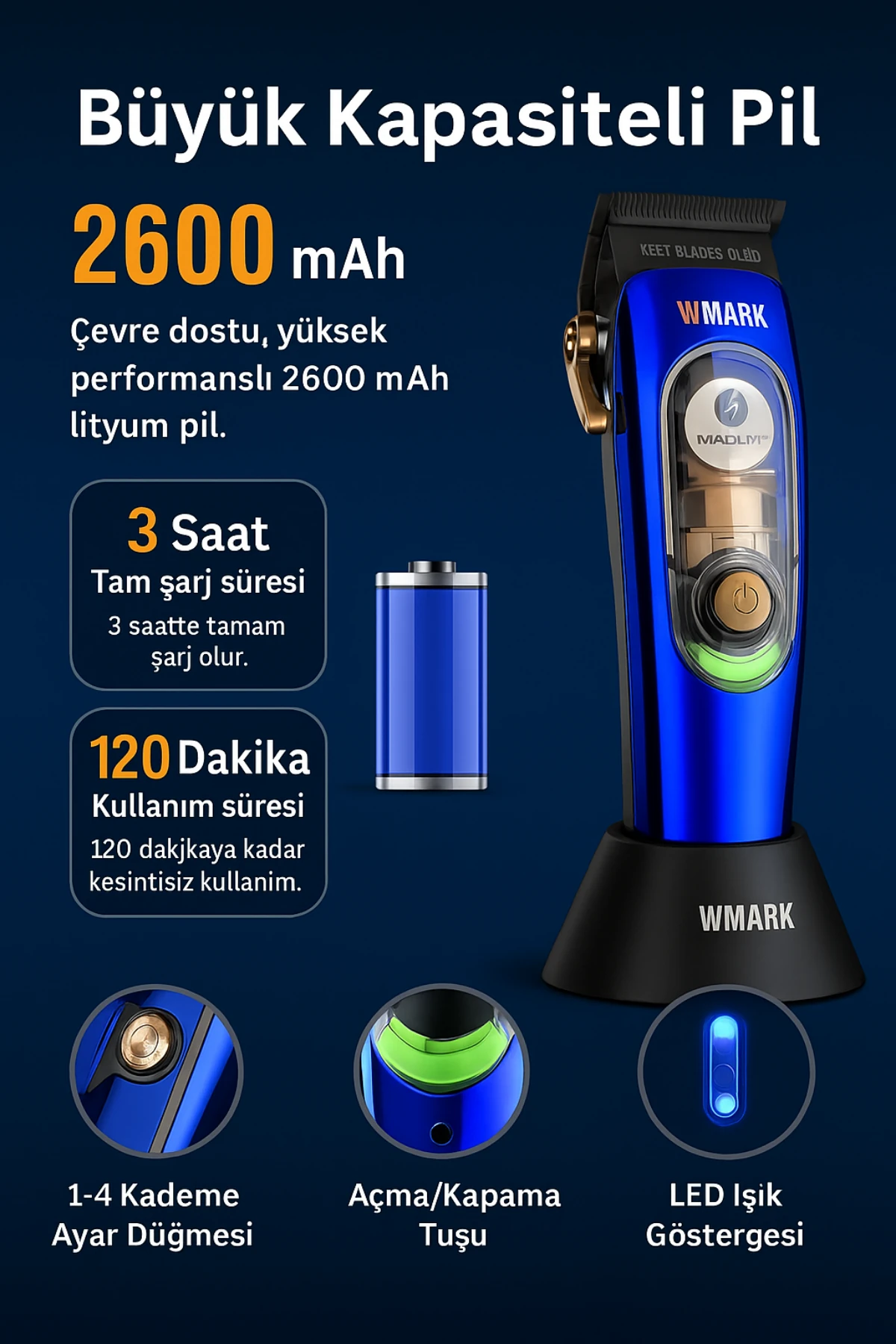 WMARK NG-9004 Şarjlı Saç Kesme Makinesi | Maglev Motor
