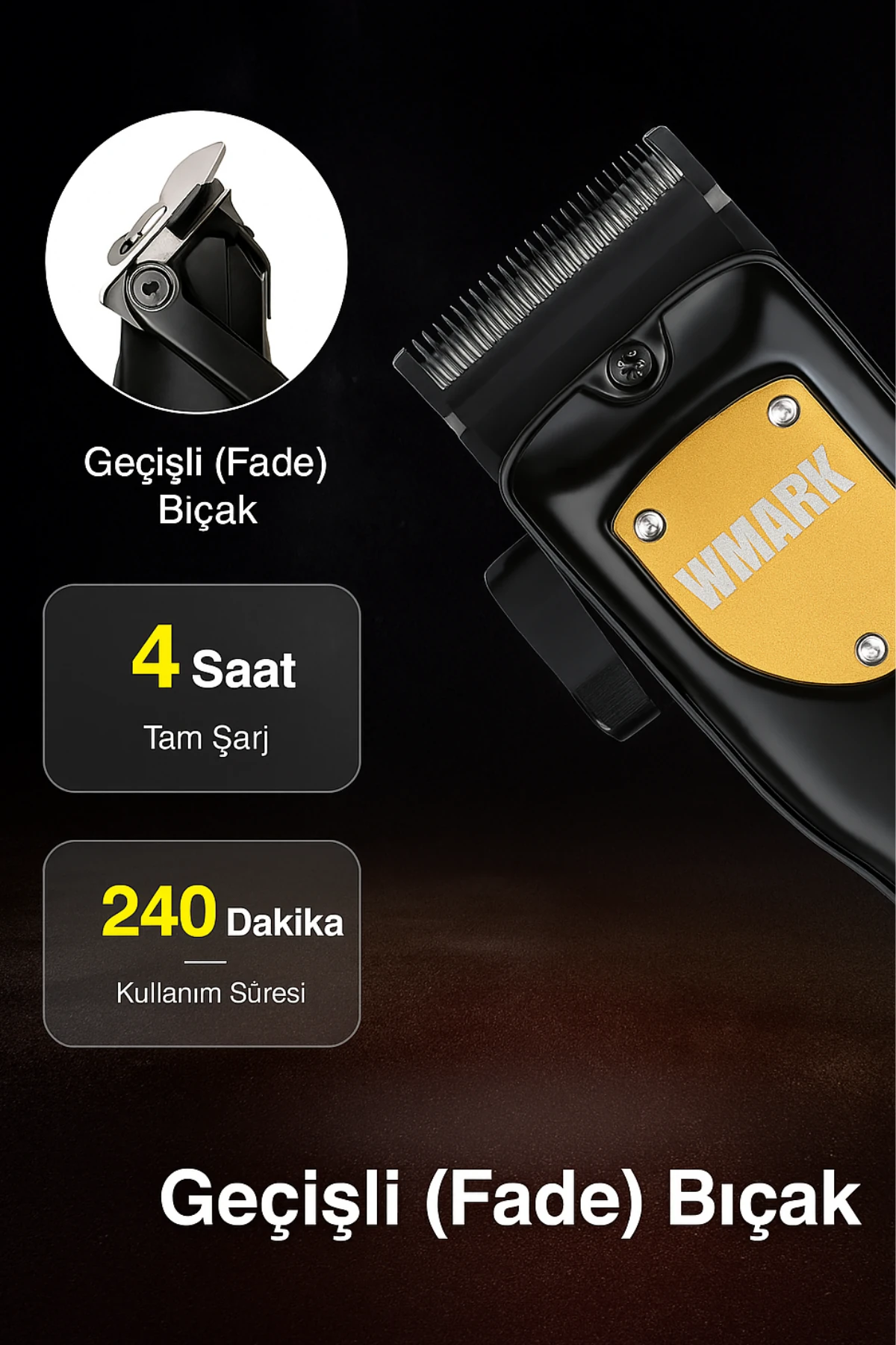 WMARK NG-2042 Şarjlı Saç Kesme Makinesi | 8 Taraklı Barber Set, Ayarlanabilir Kesim