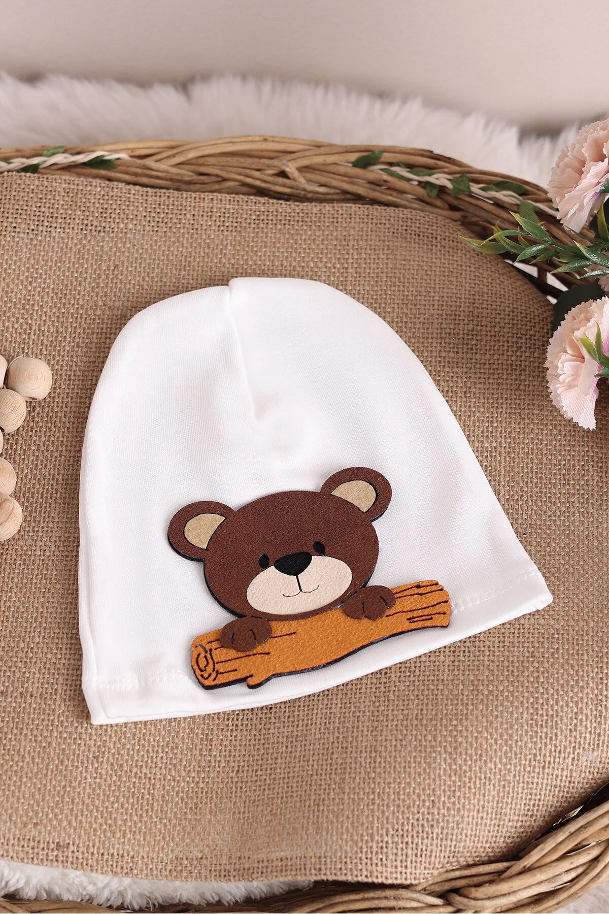 Defne Animals Figürlü Bebe Penye Şapka - Ayı