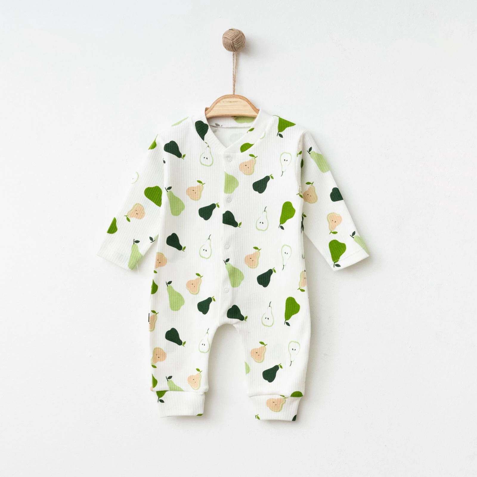 Avokado Desenli Bebek Tulumu - Beyaz