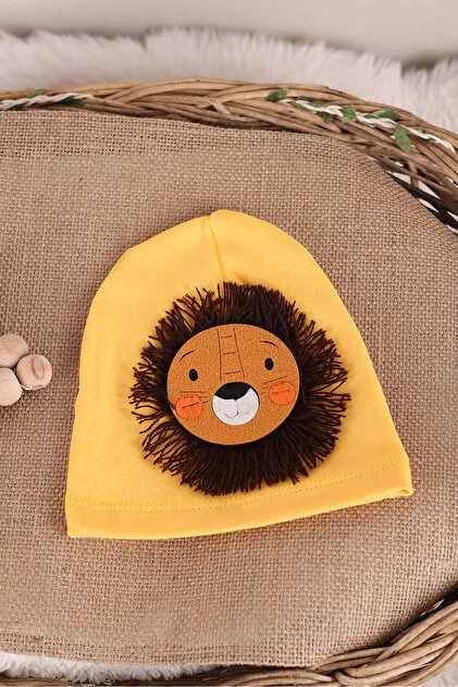 Defne Animals Figürlü Bebe Penye Şapka - Aslan