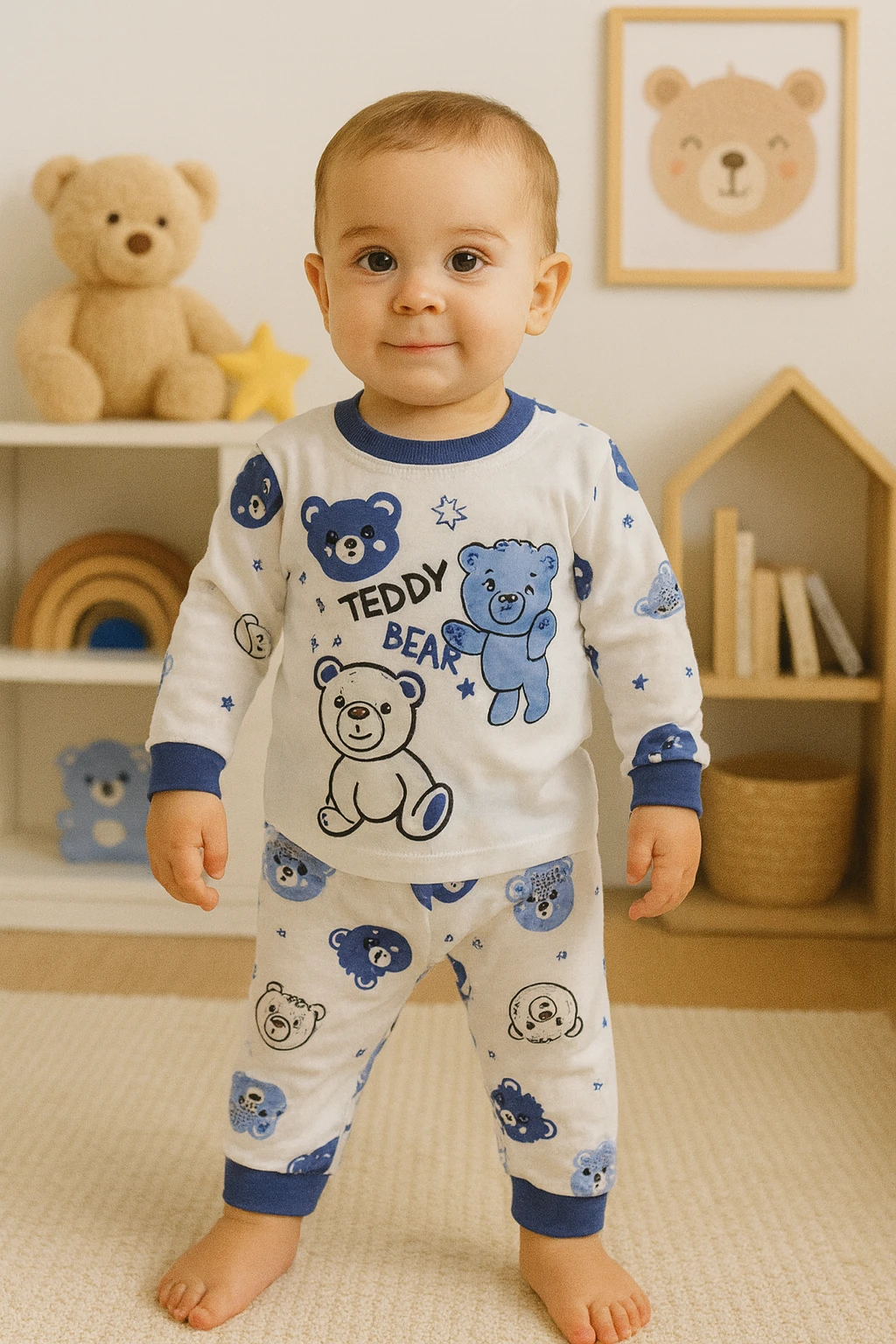 Süpermini Baskılı Pijama Takımı - Mavi