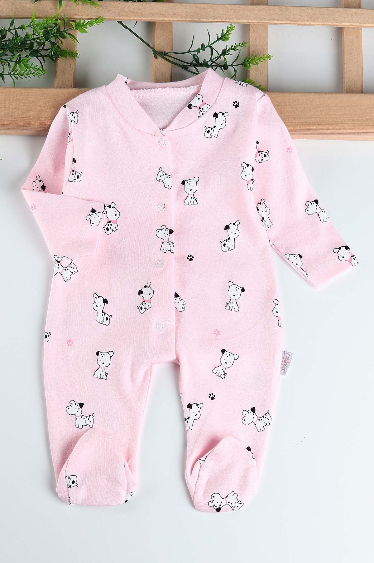 Köpek Desenli Bebek Tulumu - Pembe