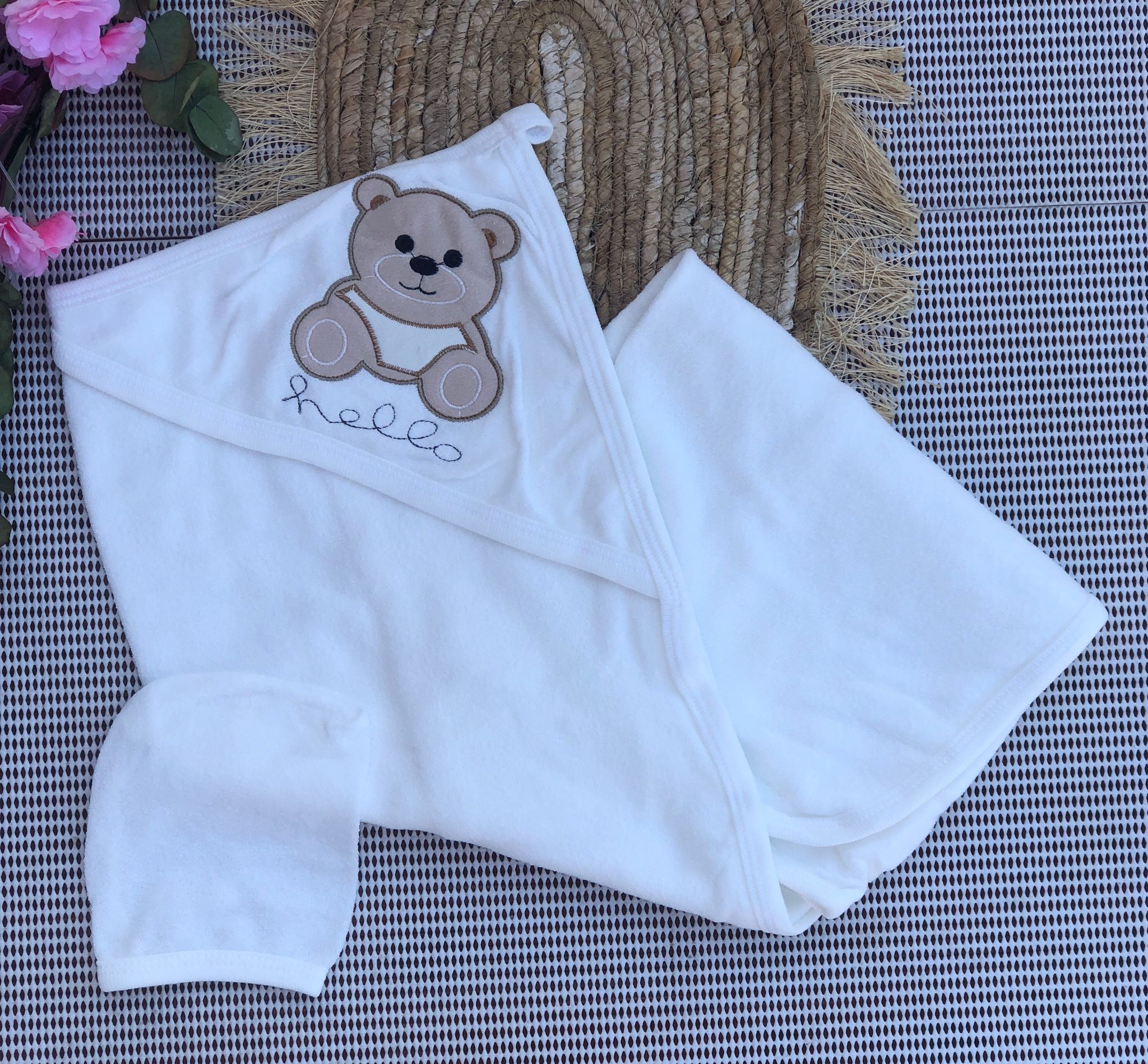  Baby Desenli Bebek Havlu - Beyaz Kedi