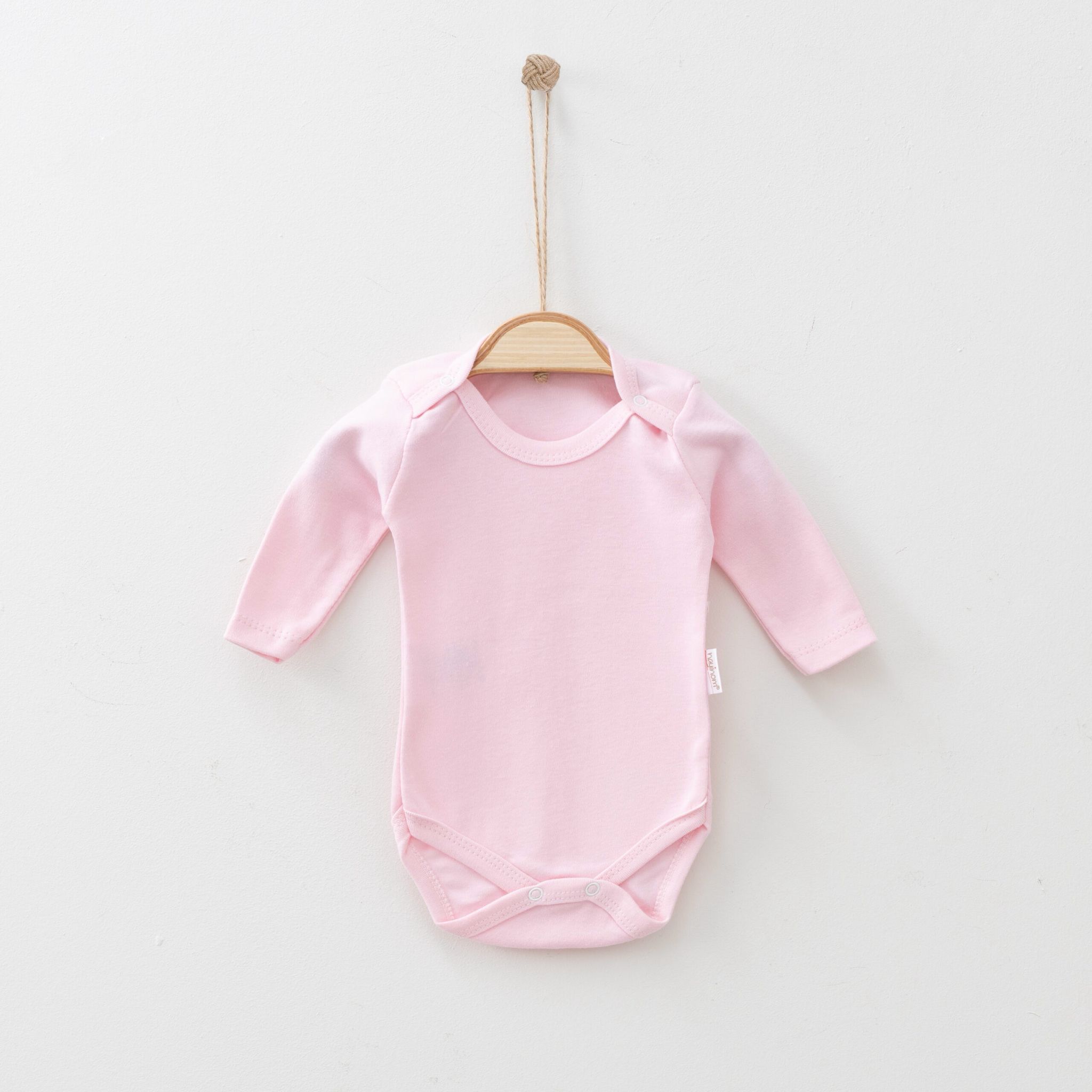 Uzun Kollu Çıtçıtlı Bebek Badi - Pembe
