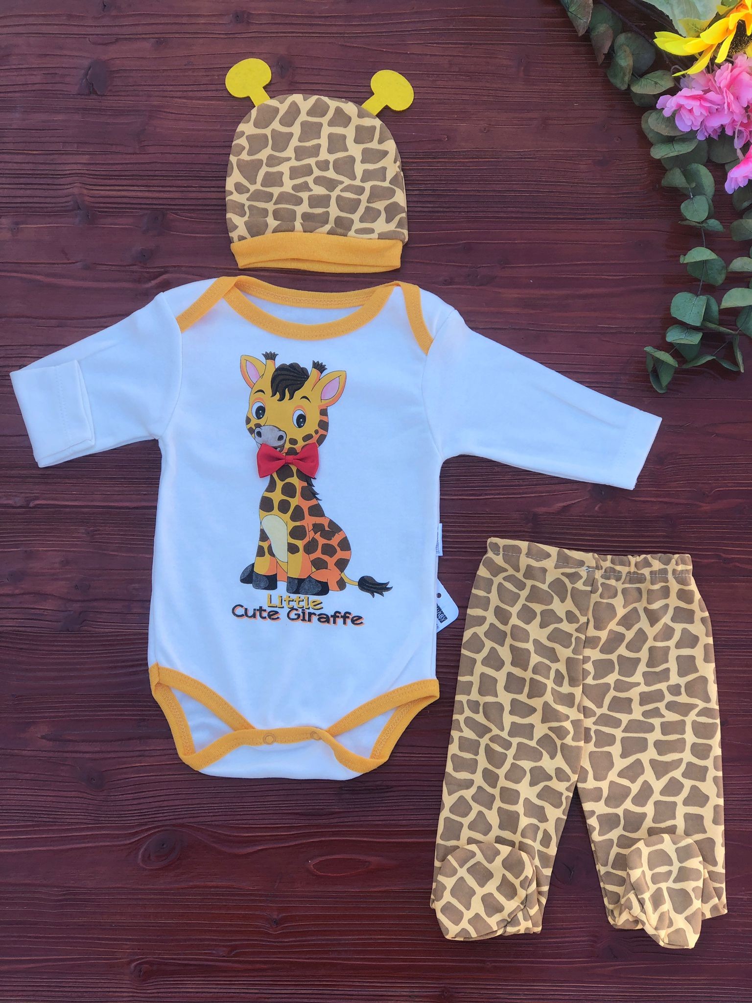 MiniBird Desenli Baskılı 3'lü Set - Zürafa