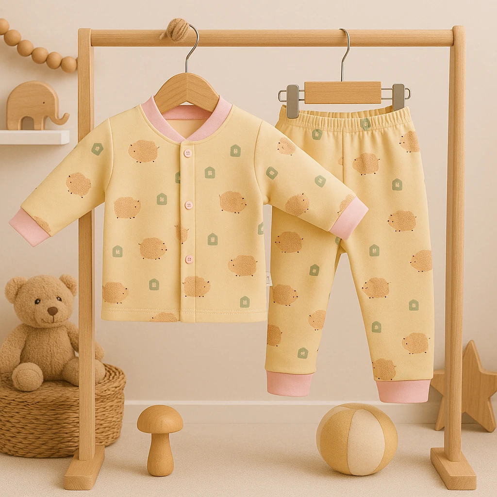 Sevilla Baby Kuzulu Çıtçıtlı Bebek Pijama Takımı  - Pembe-Bej