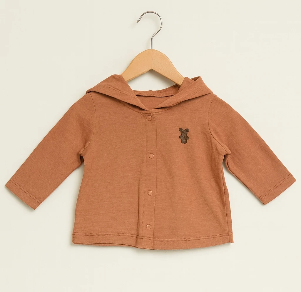 Bebitof Armalı Kapüşonlu Hırka - Kahve