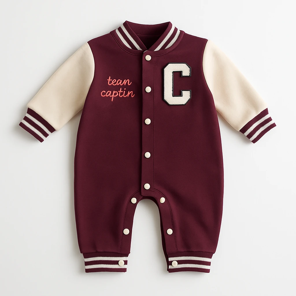 ByMurat C Nakışlı Bebek 3 İp Tulum  - Bordo