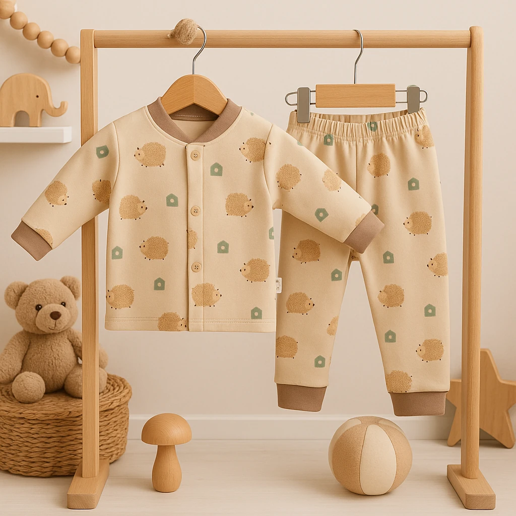 Sevilla Baby Kuzulu Çıtçıtlı Bebek Pijama Takımı  - Kahve-Bej