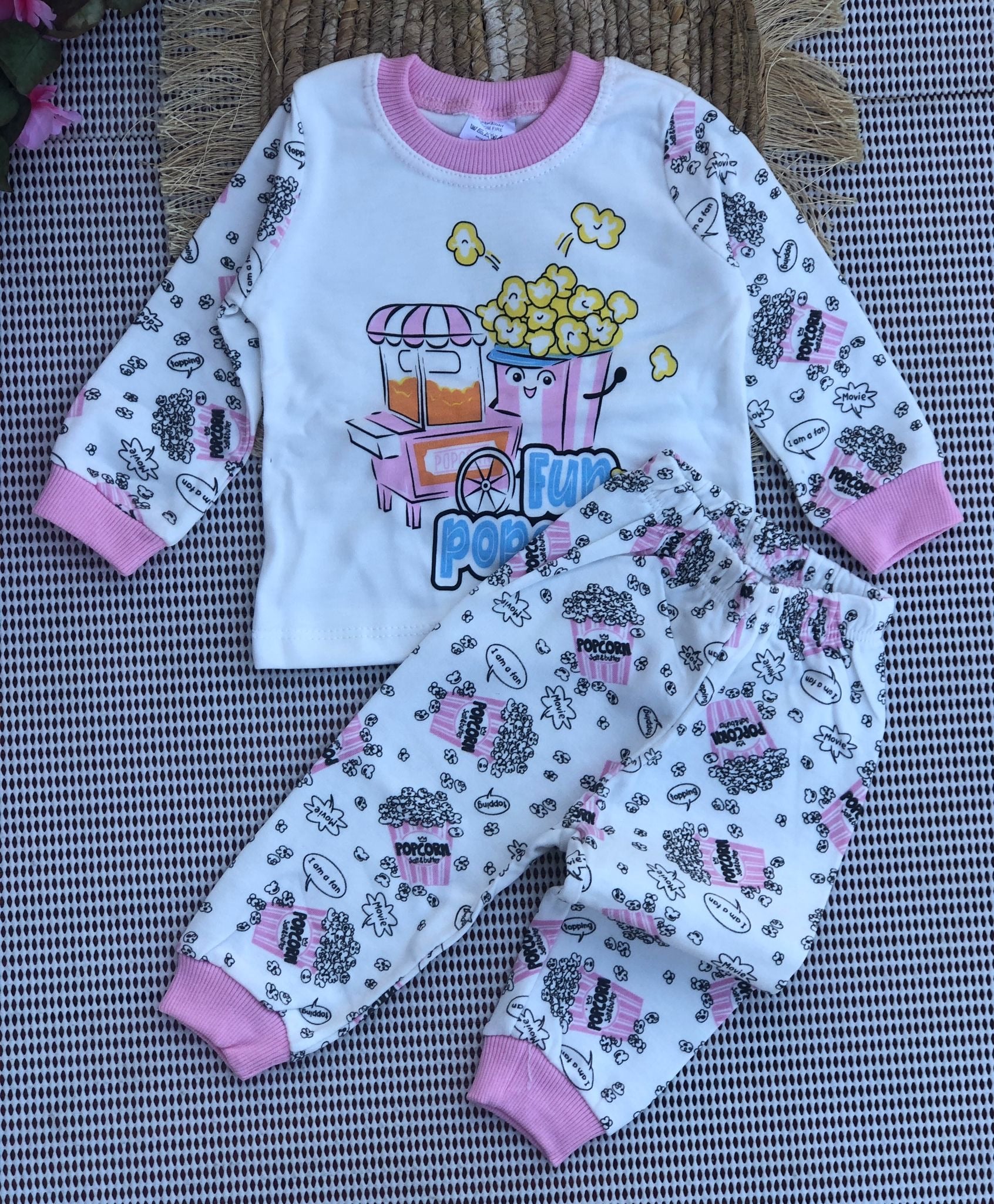 Süpermini Mısırcı Baskılı Pijama Takımı - Pembe