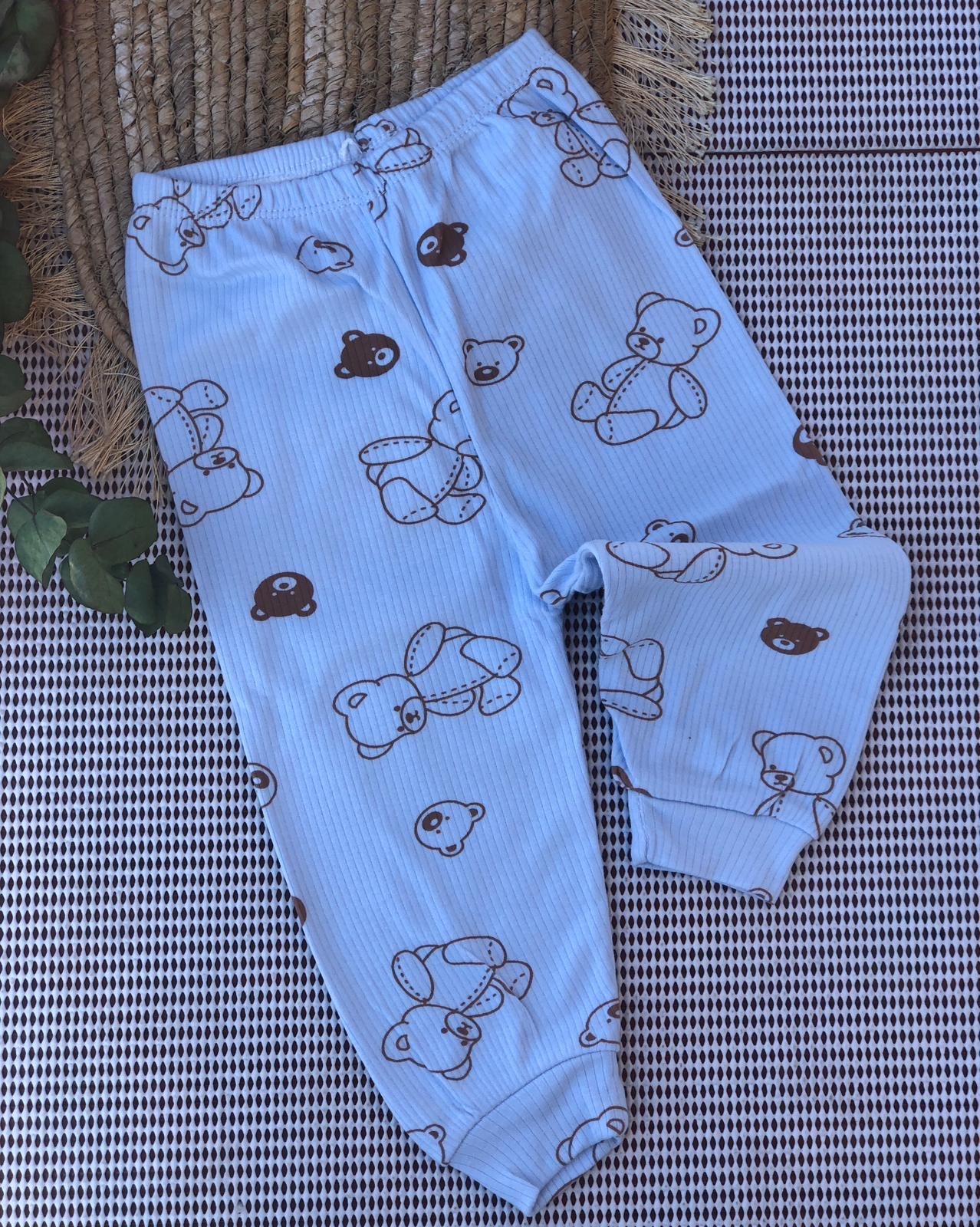Nayinom Baskılı Manşetli Bebe Alt - Mavi Ayı