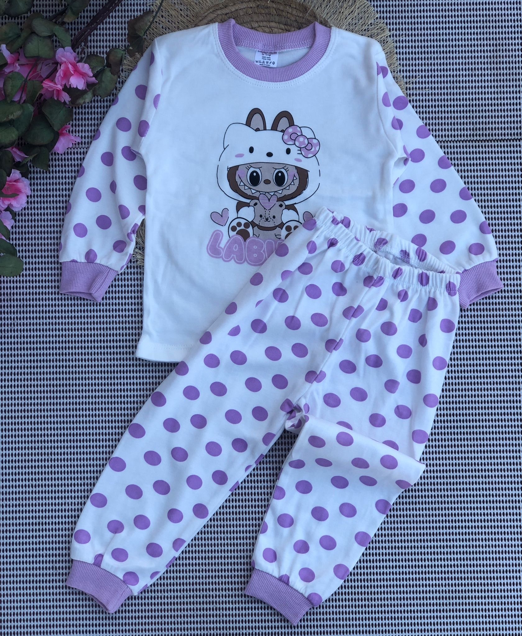 Süpermini Desenli Pijama Takımı - Mor Labubu