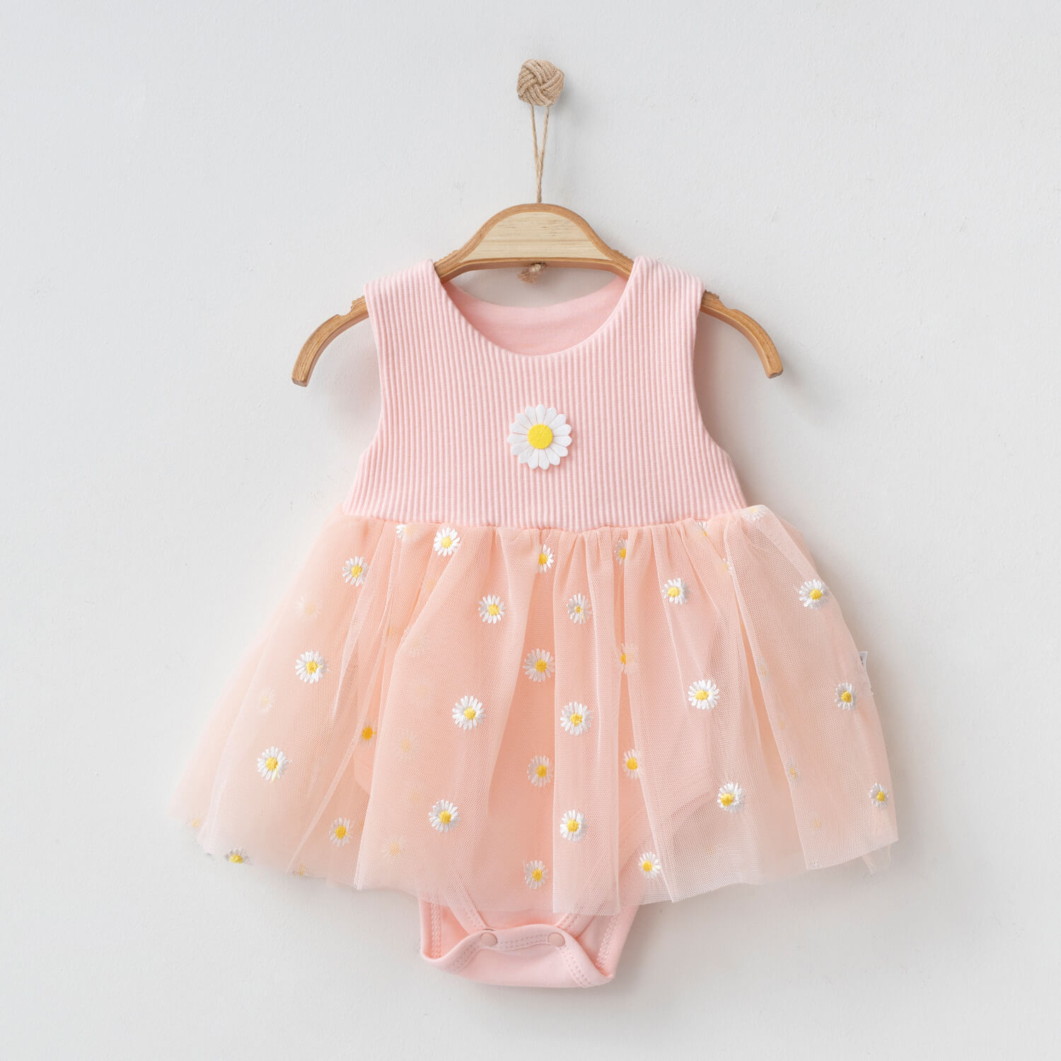 Nayinom Çiçekli & Meyveli Bebe Elbise  - Pudra Papatya