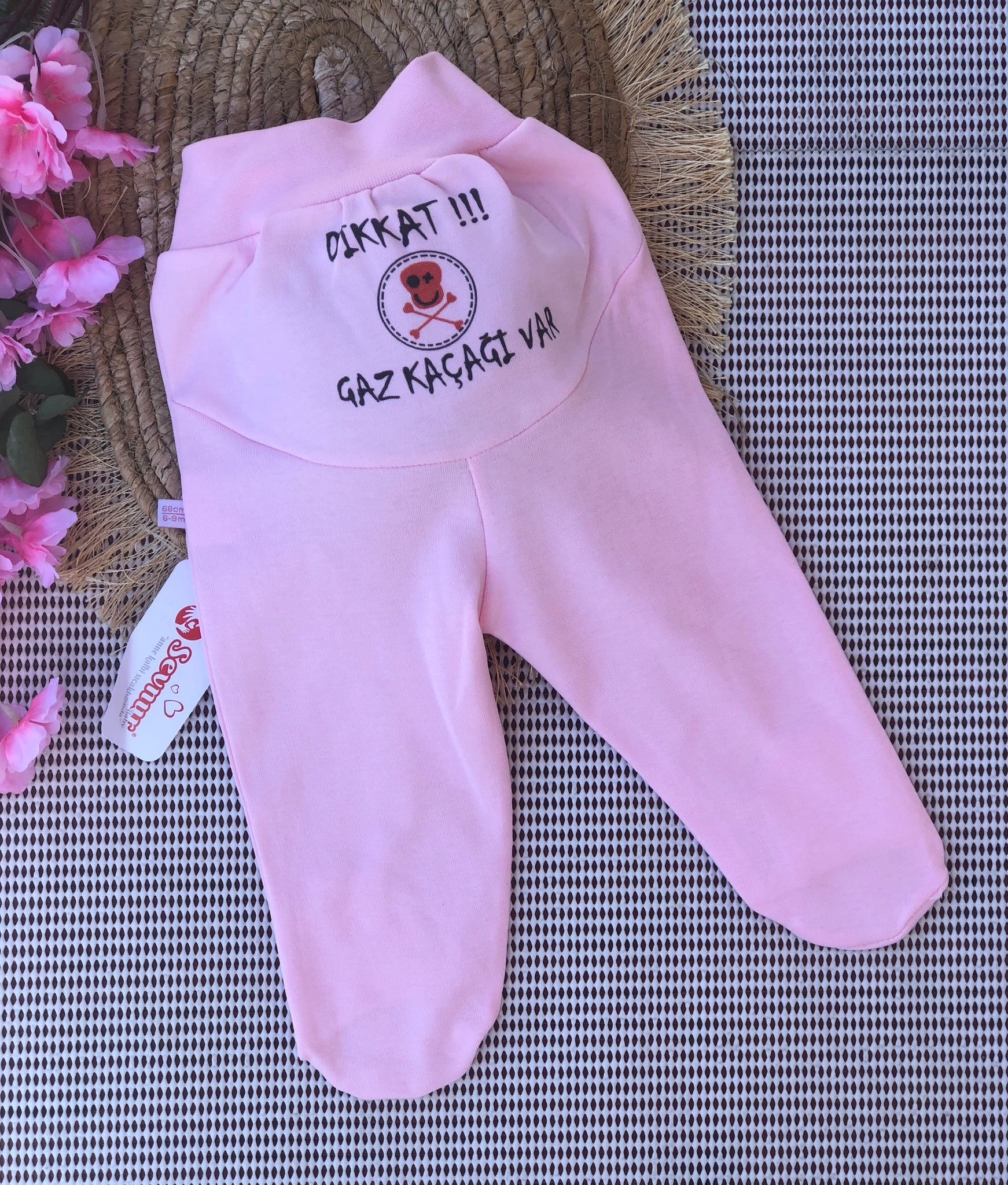 Sennur Yazılı Patikli Bebe Alt - Dikkat Pembe