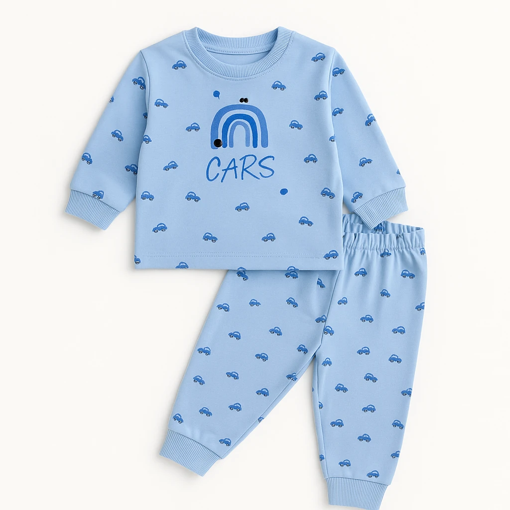 Süpermini Cars Baskılı Pijama Takımı - Mavi