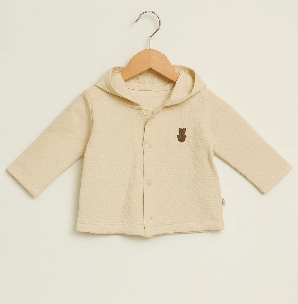 Bebitof Armalı Kapüşonlu Hırka - Bej