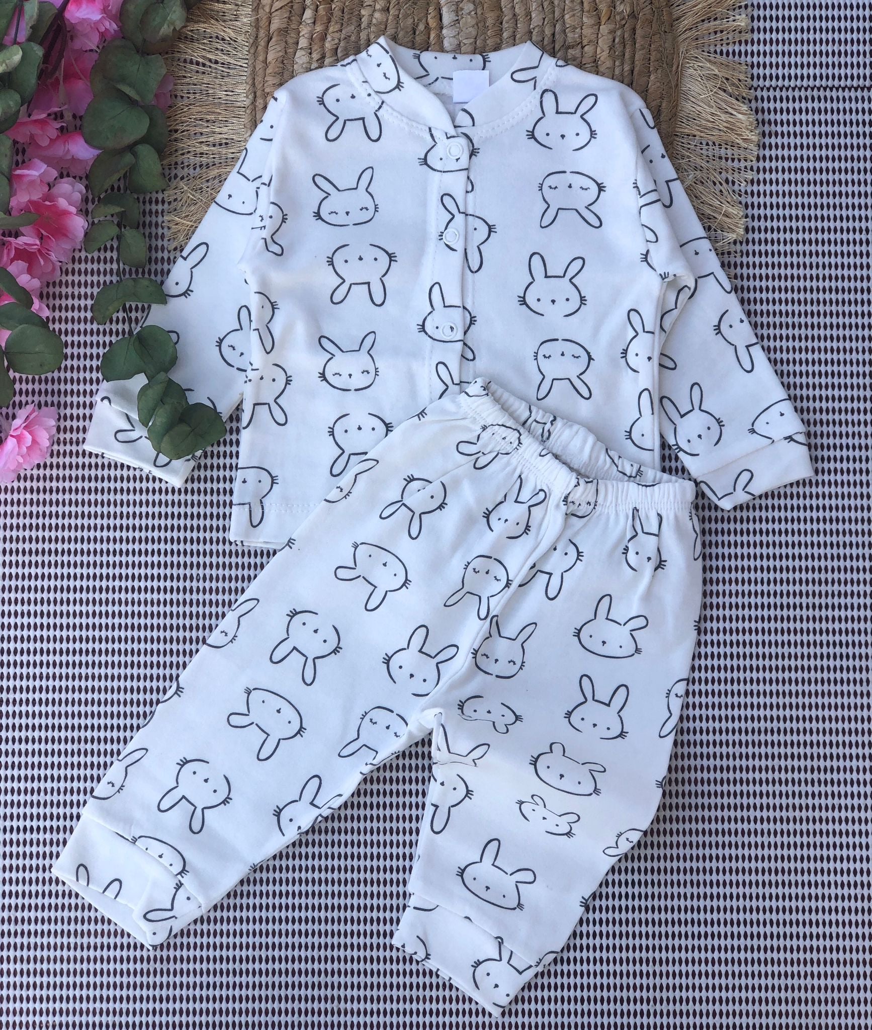  Sevilla Baby Tavşan Kafa Baskılı Takım - Beyaz