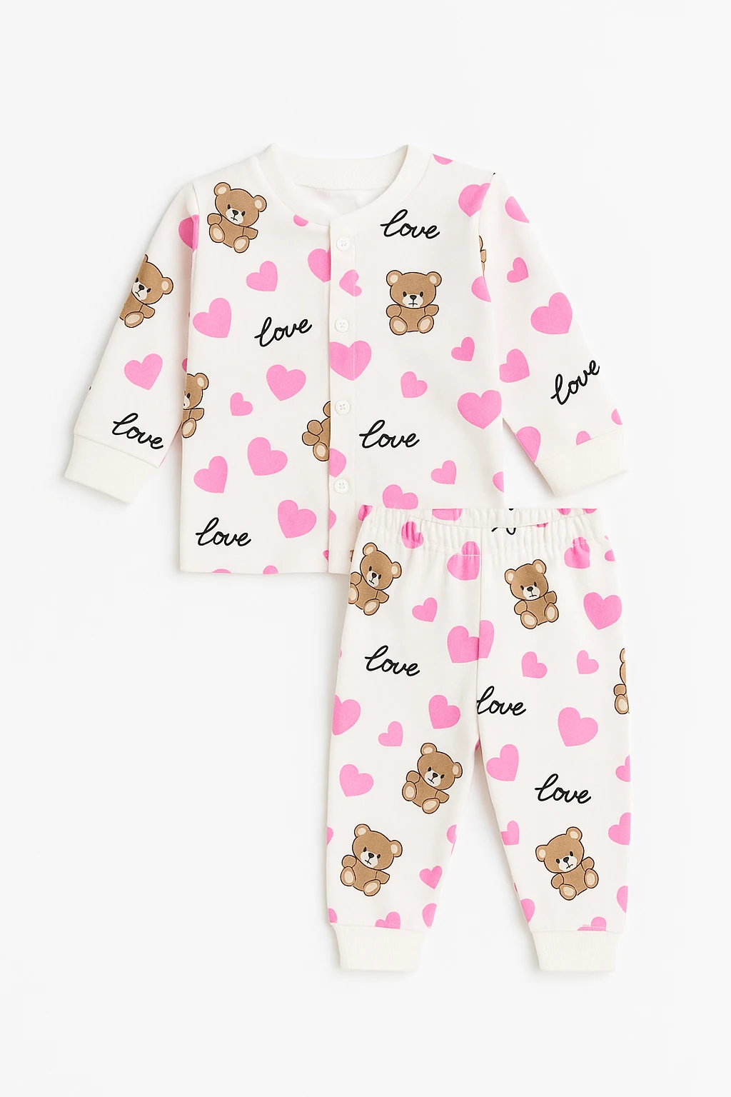 Sevilla Kalp Ayı Baskılı Bebe Takım - Pembe