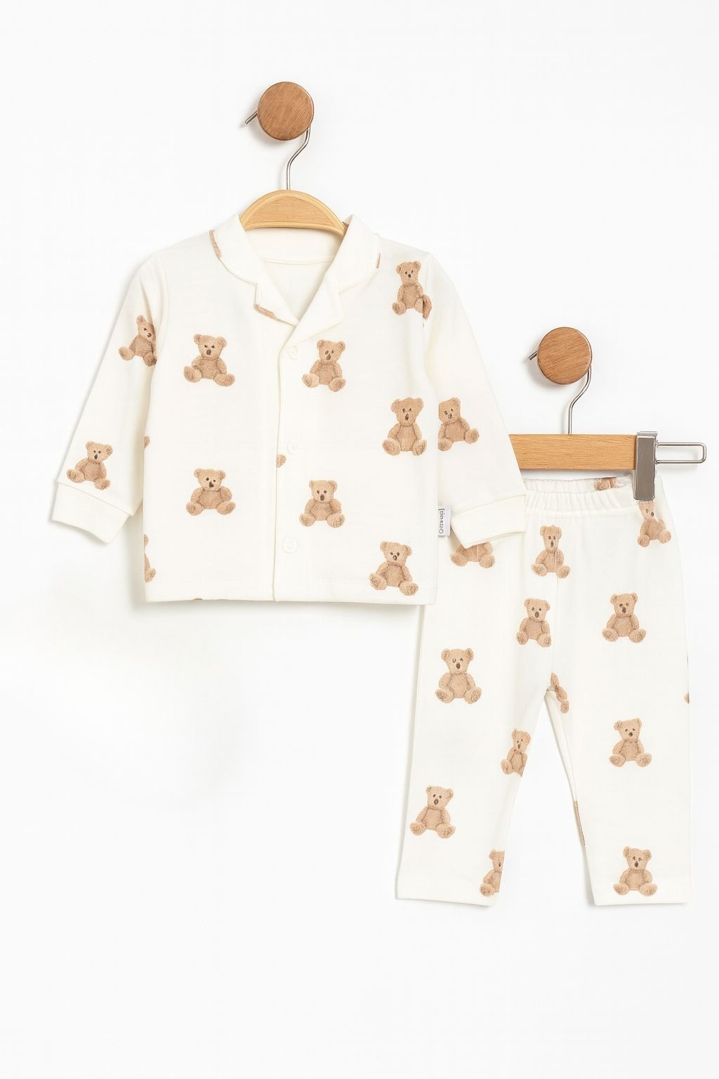 Ayı Baskılı 2'li Bebek Pijama Takımı